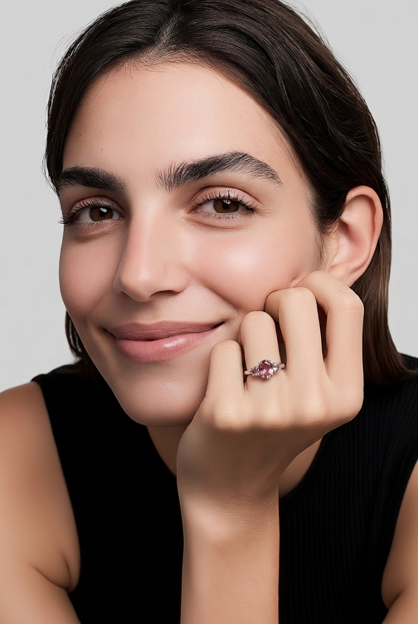 Anillo Trisillo Turmalina natural plata 950++++