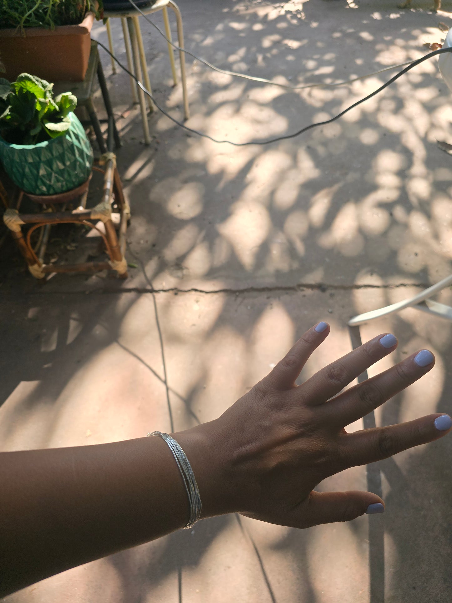 Pulsera de mostacilla delgada plata 950, 7 vueltas