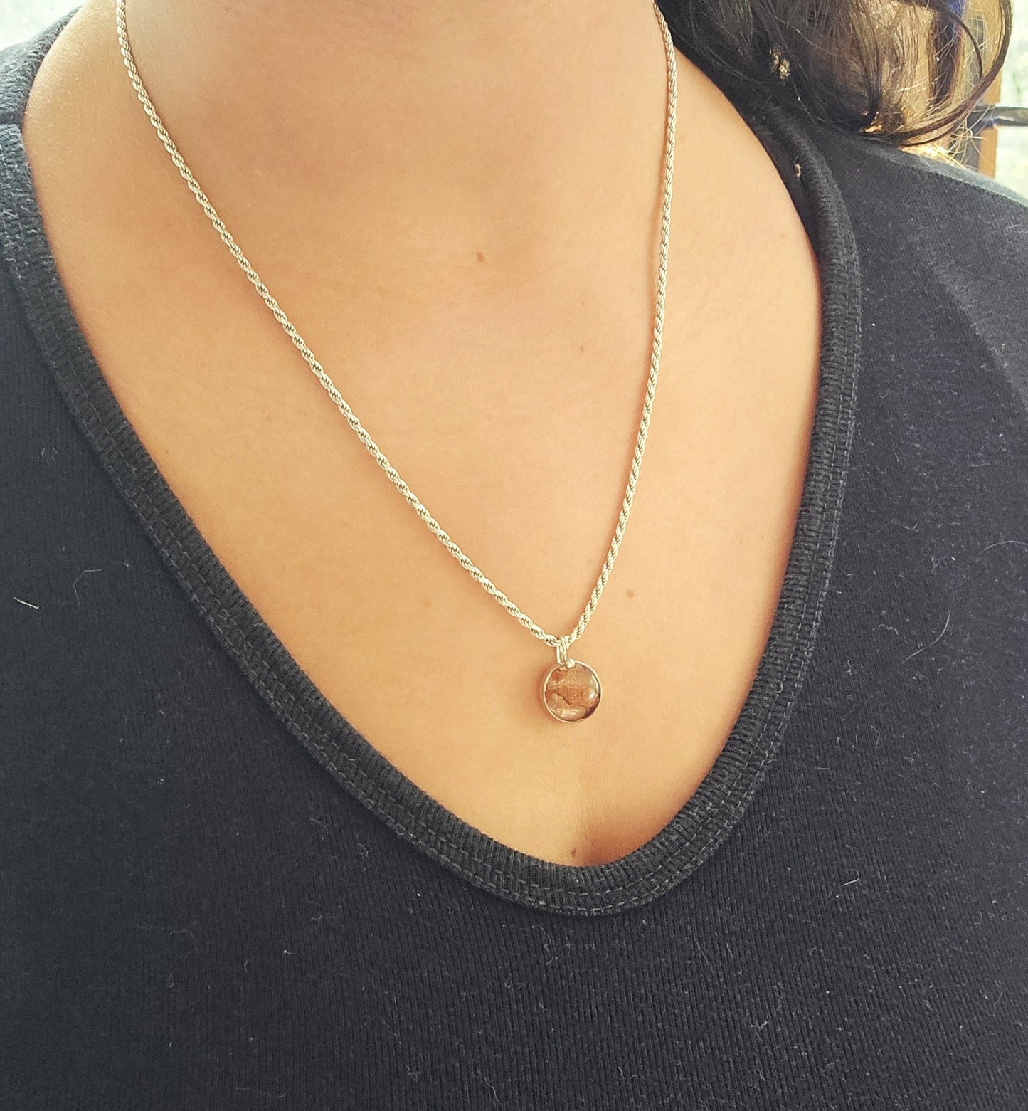 Colgante Piedra sol talla M plata 950