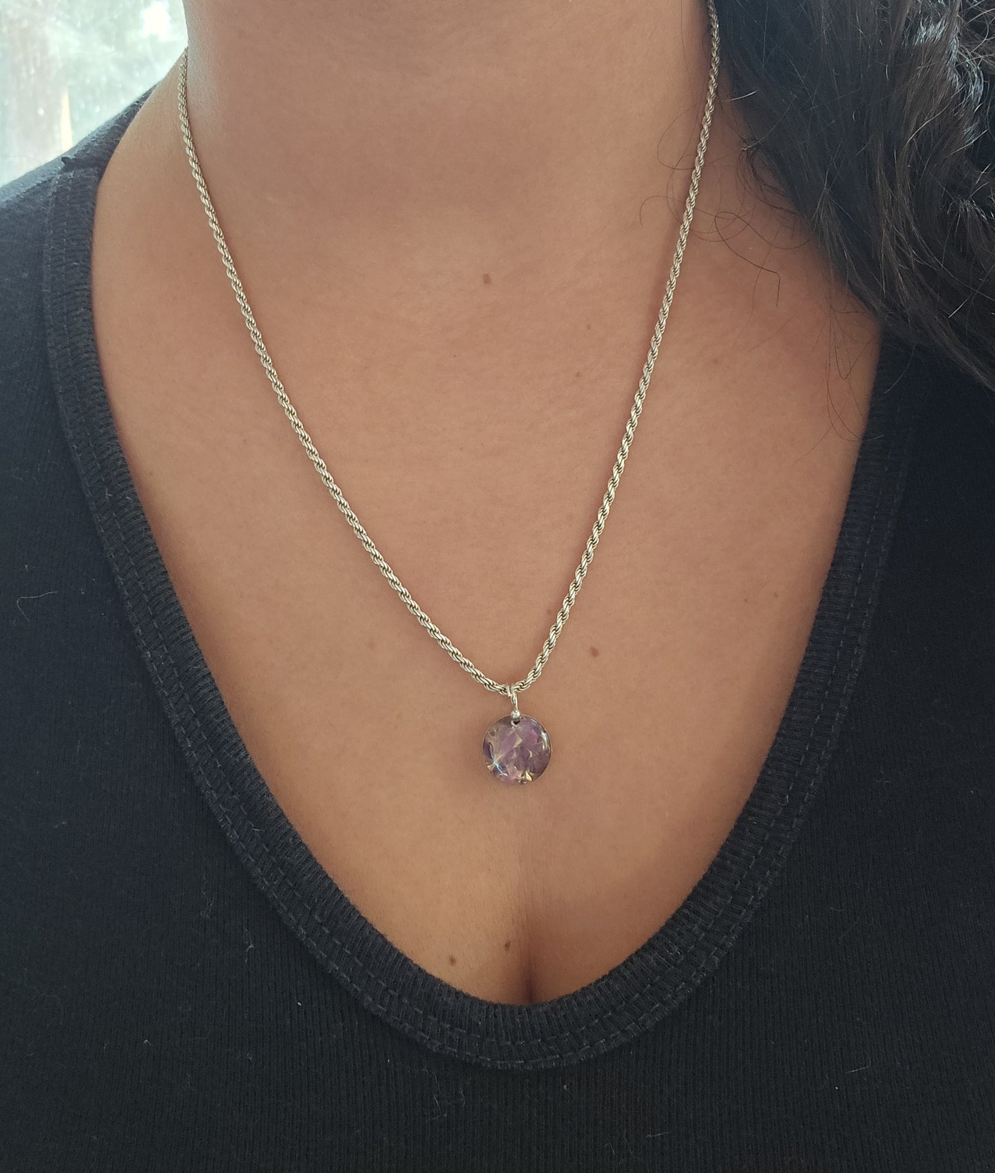 Colgante de plata y Amatista encapsulada M