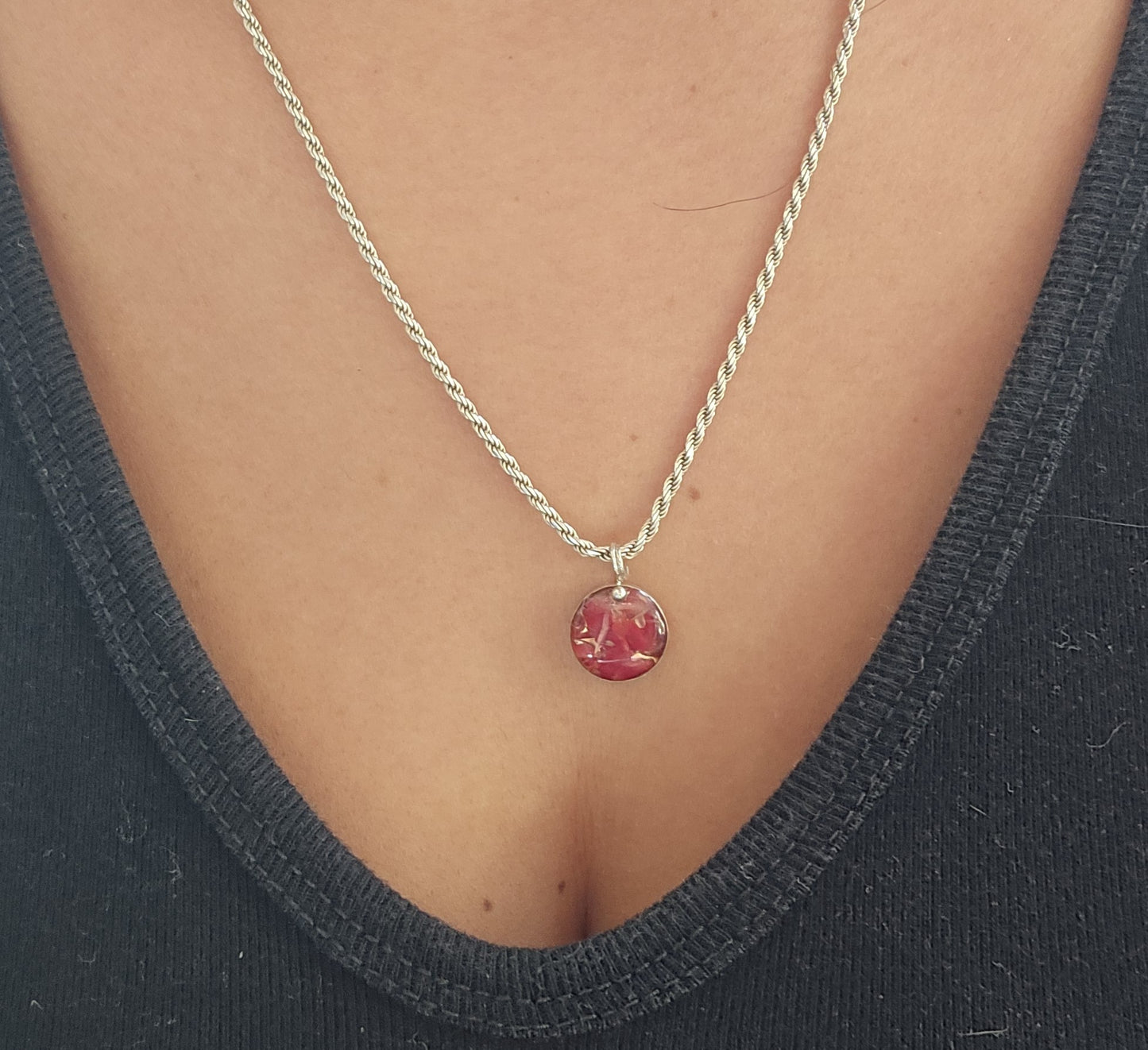 Colgante de plata y Coral encapsulada M