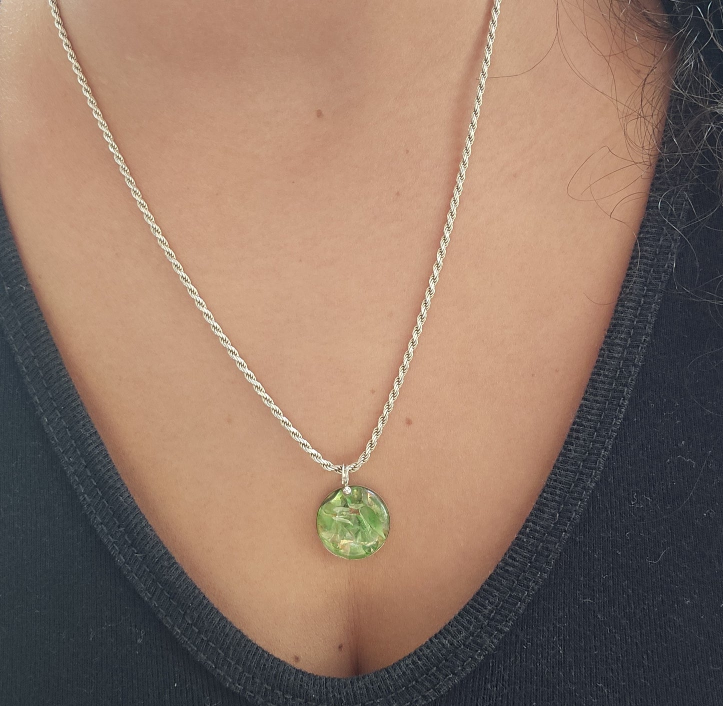 Colgante plata y ágata limón encapsulada L