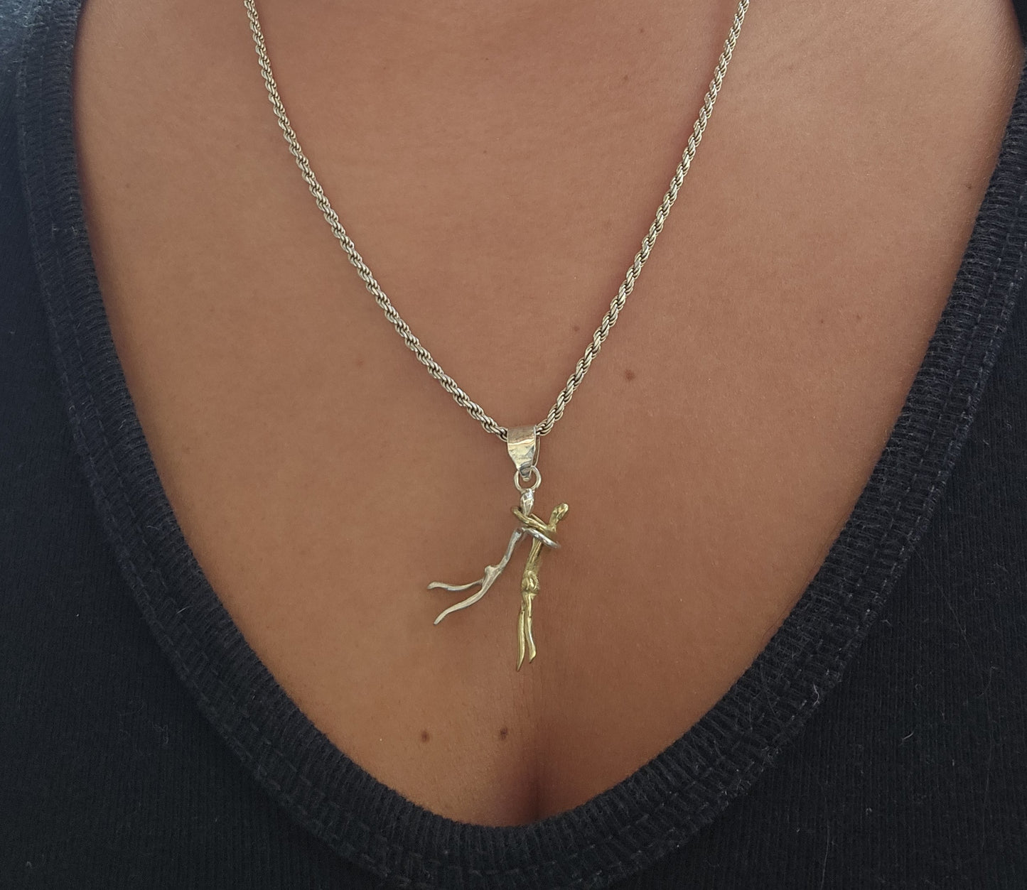 Colgante Enamorados plata y bronce 950