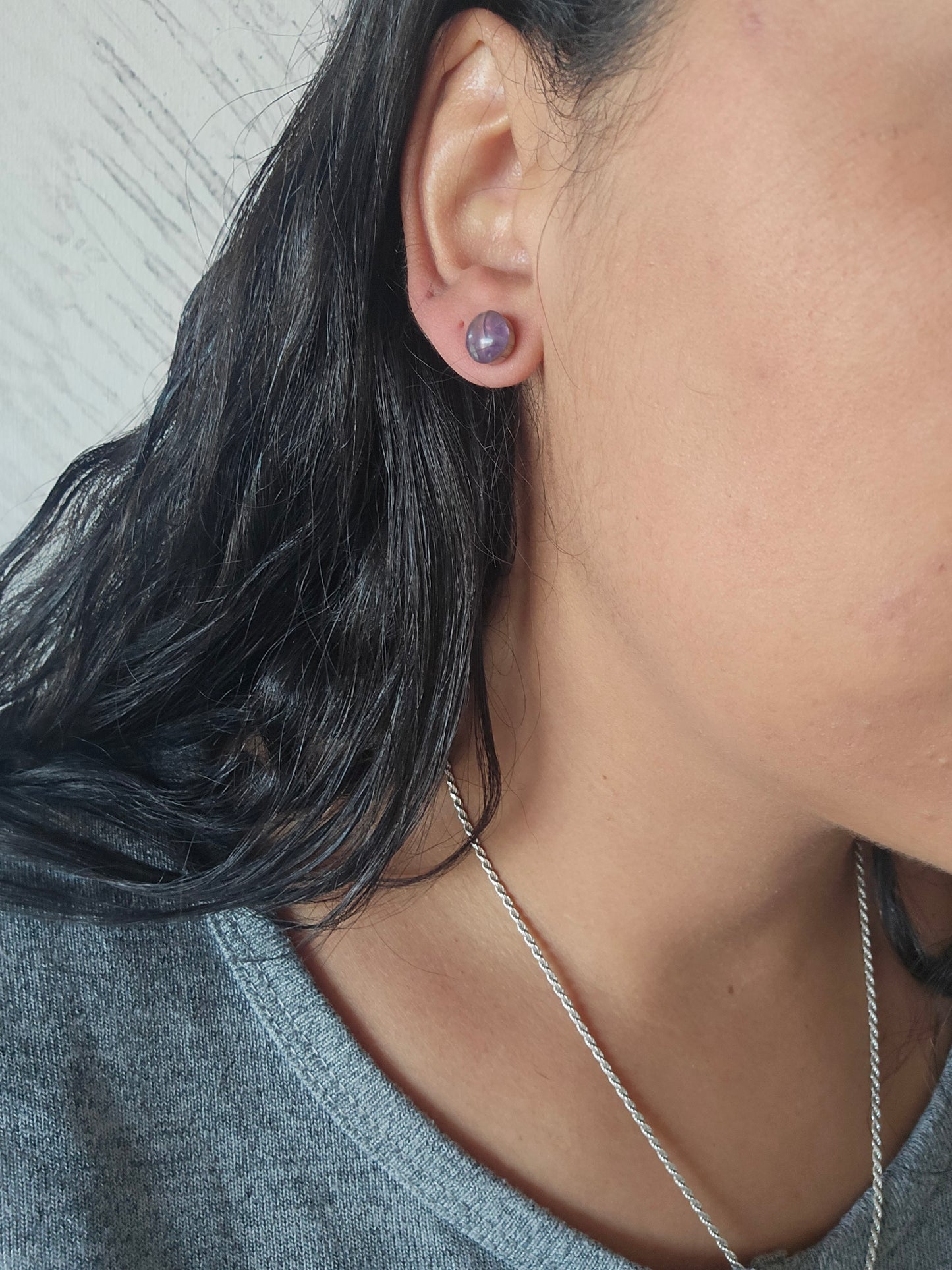 Top Back aros intercambiables GRANDES Top pequeño Amatista, Back hoja con textura envejecida.