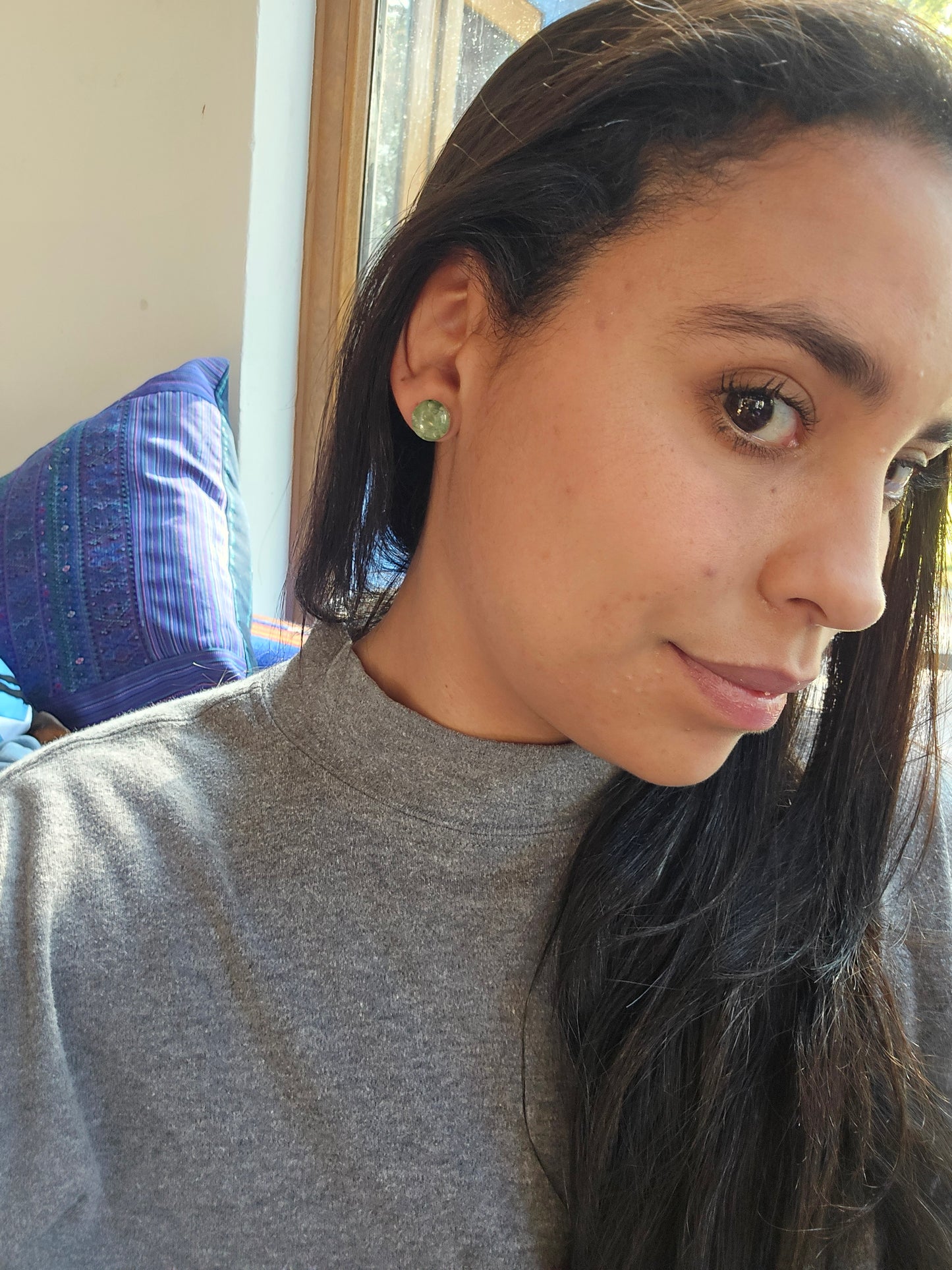 Top Back aros intercambiables PEQUEÑOS Top Jade, Back medio circulo de plata 950