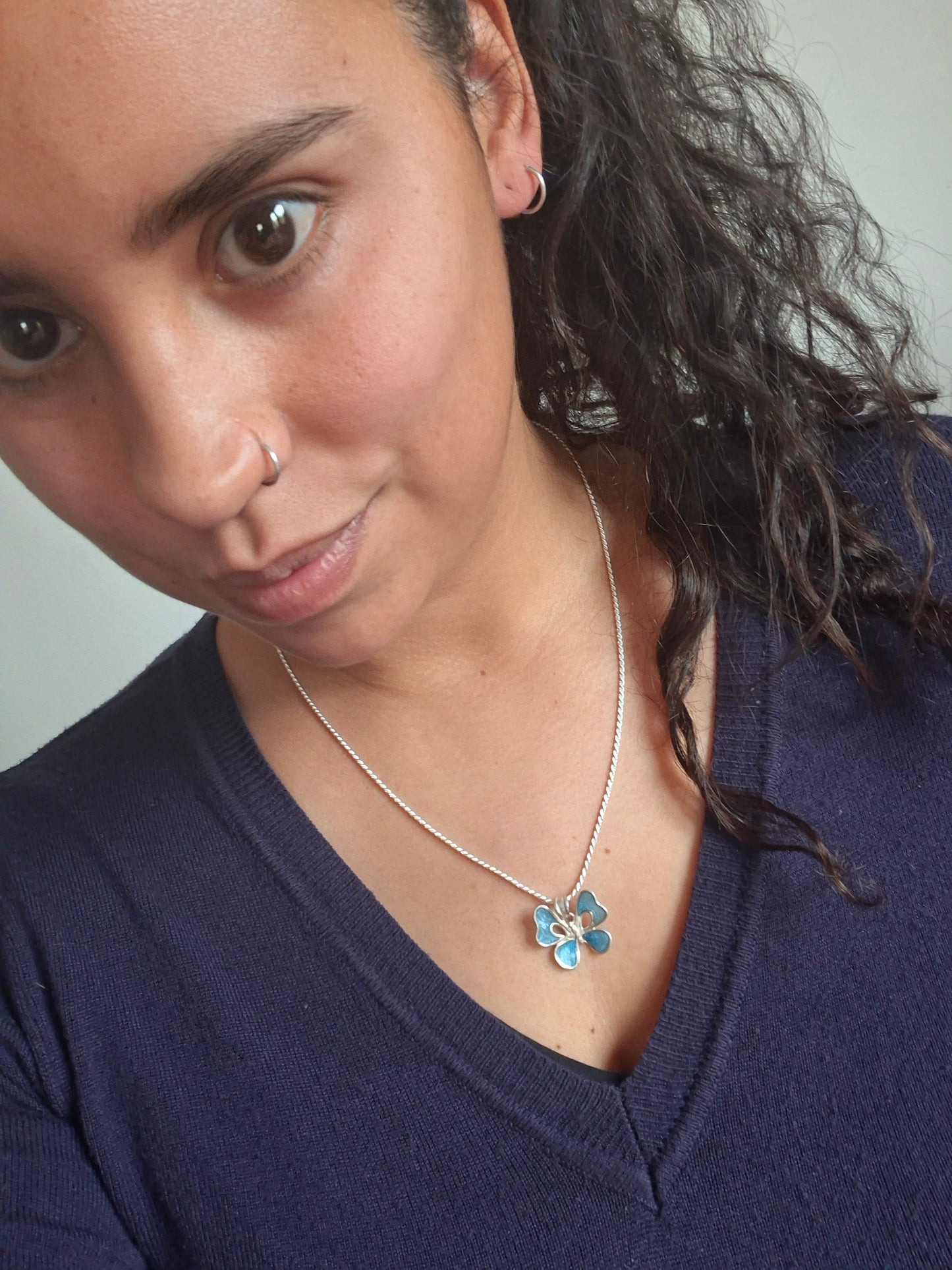 Colgante Mariposa Resina Azul plata 980