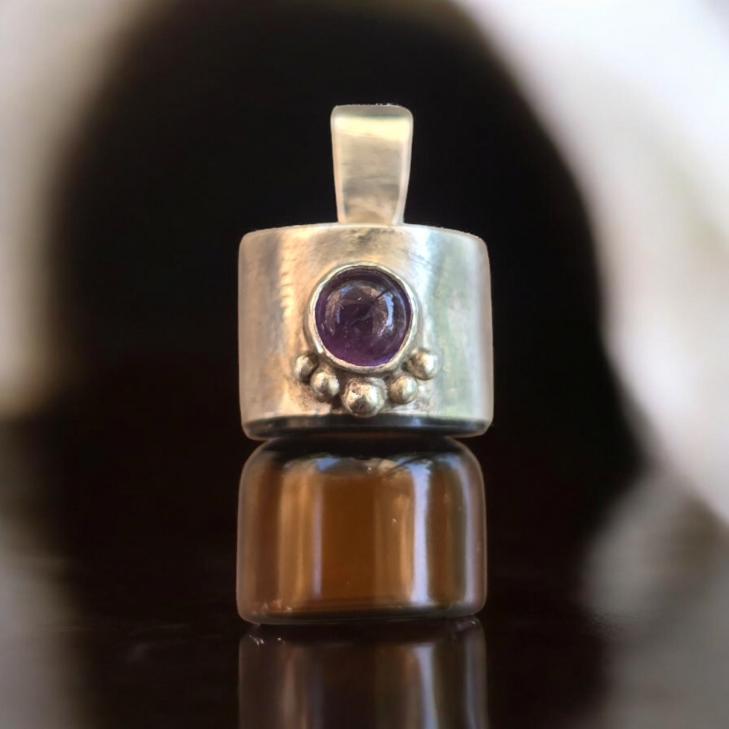 Colgante Botellita de Amatista y plata 950 con puntitos