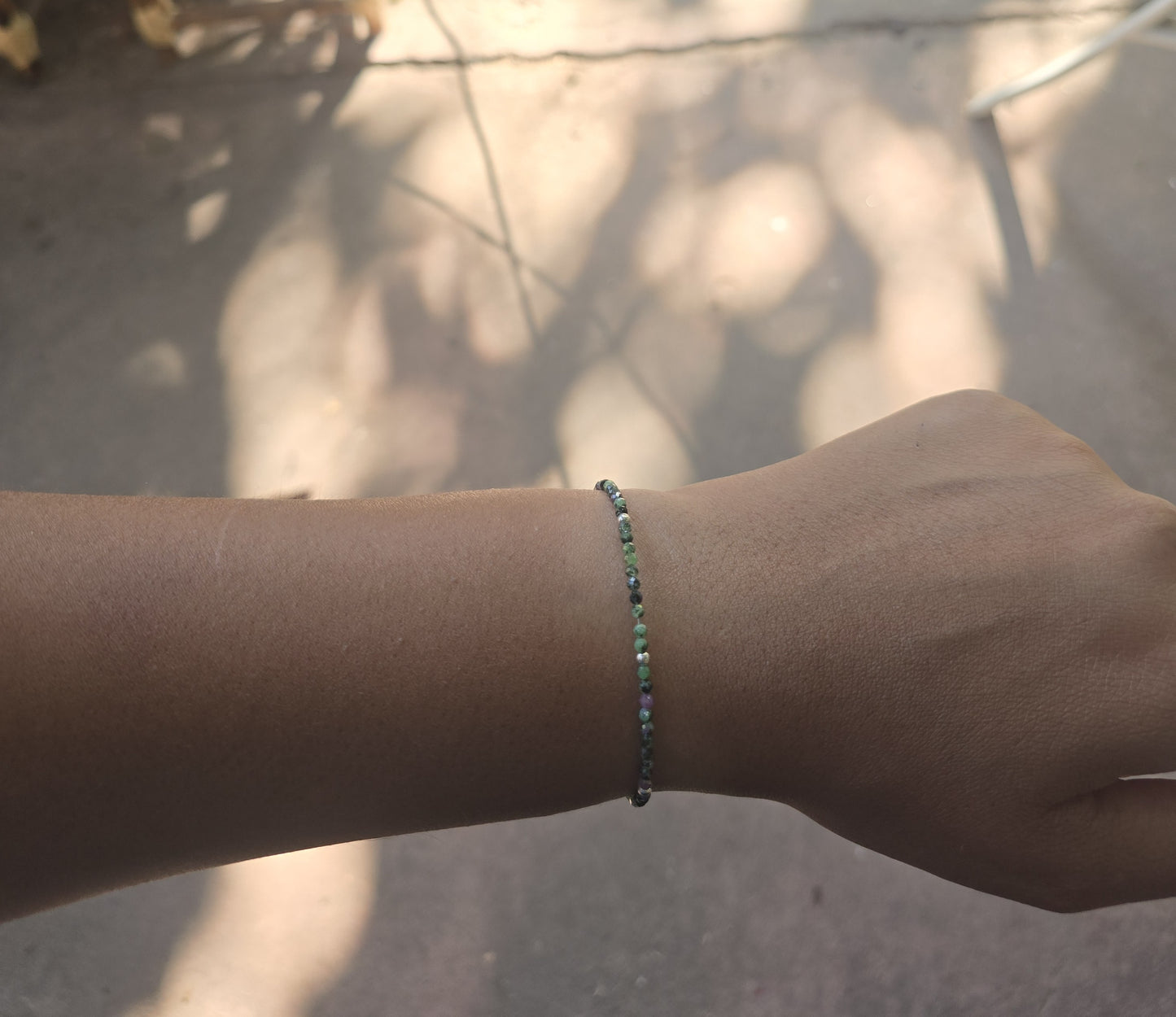 Pulsera de zoisita delgada plata 950