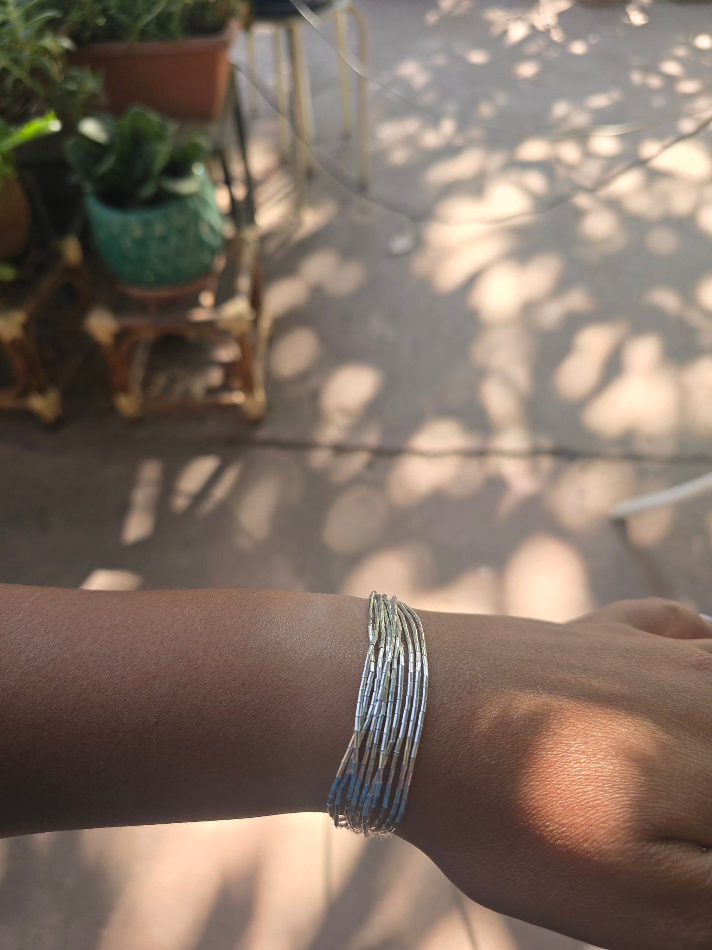 Pulsera de mostacilla de plata 950 de 10 vueltas