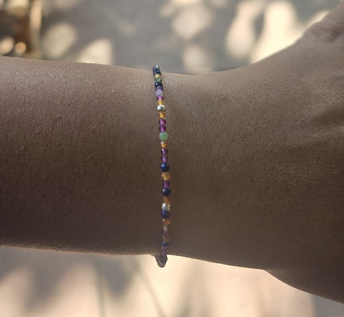 Pulsera Mix (granate, cornalina, lapislázuli, amazonita, amatista) plata 950 gancho normal