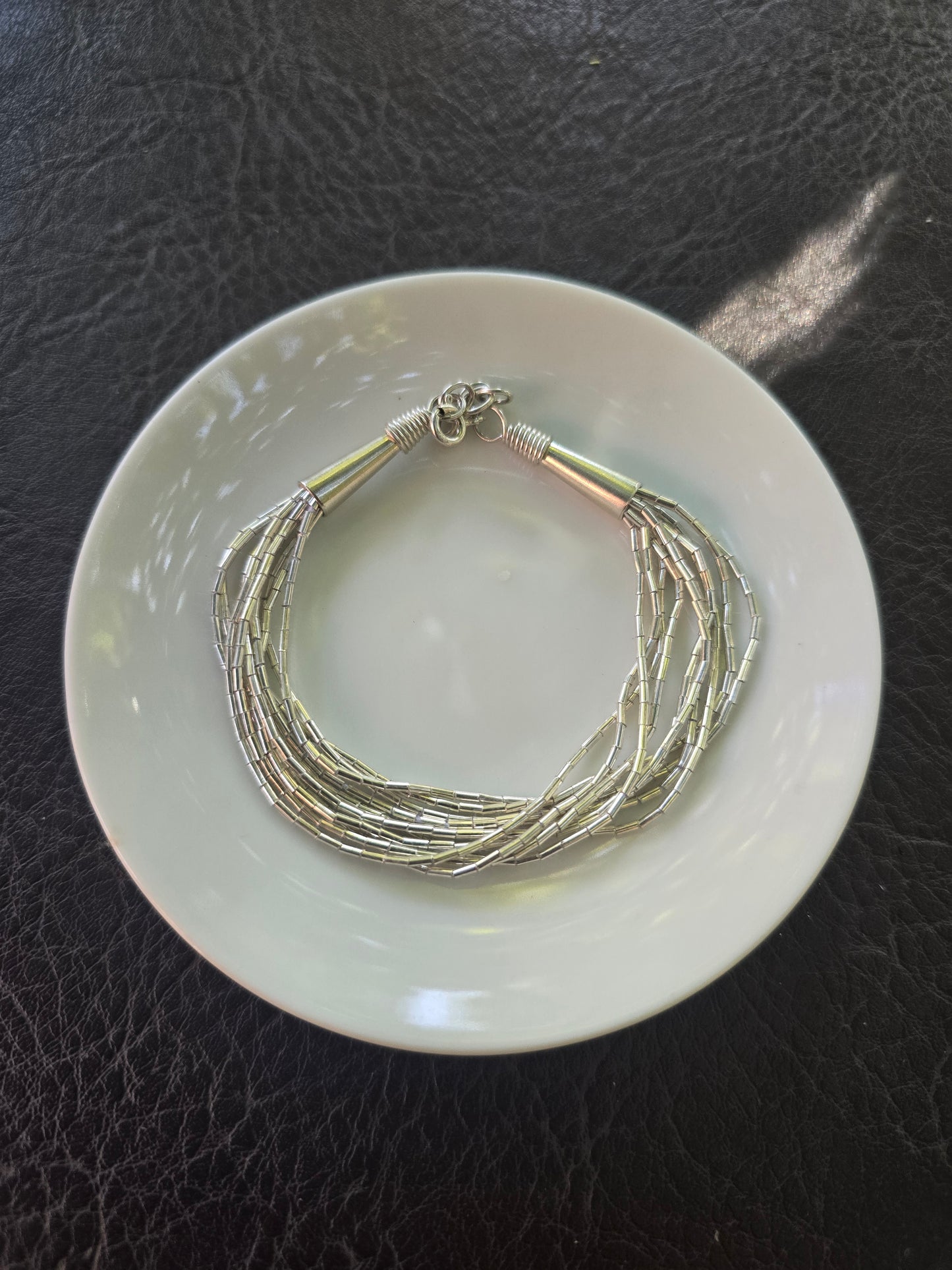 Pulsera de mostacilla de plata 950 de 10 vueltas