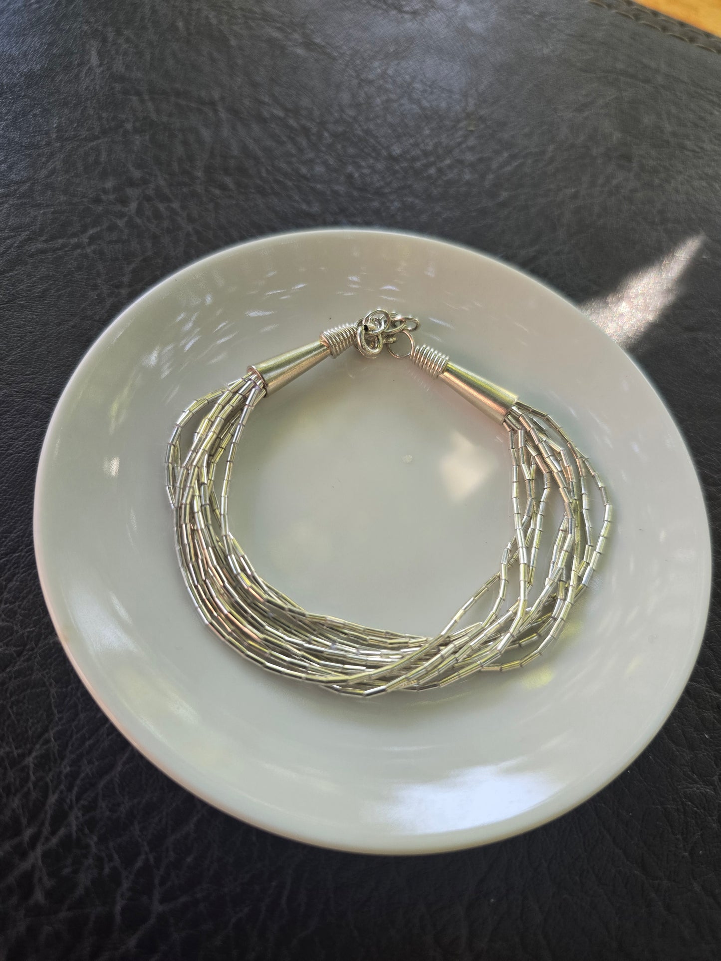 Pulsera de mostacilla de plata 950 de 10 vueltas