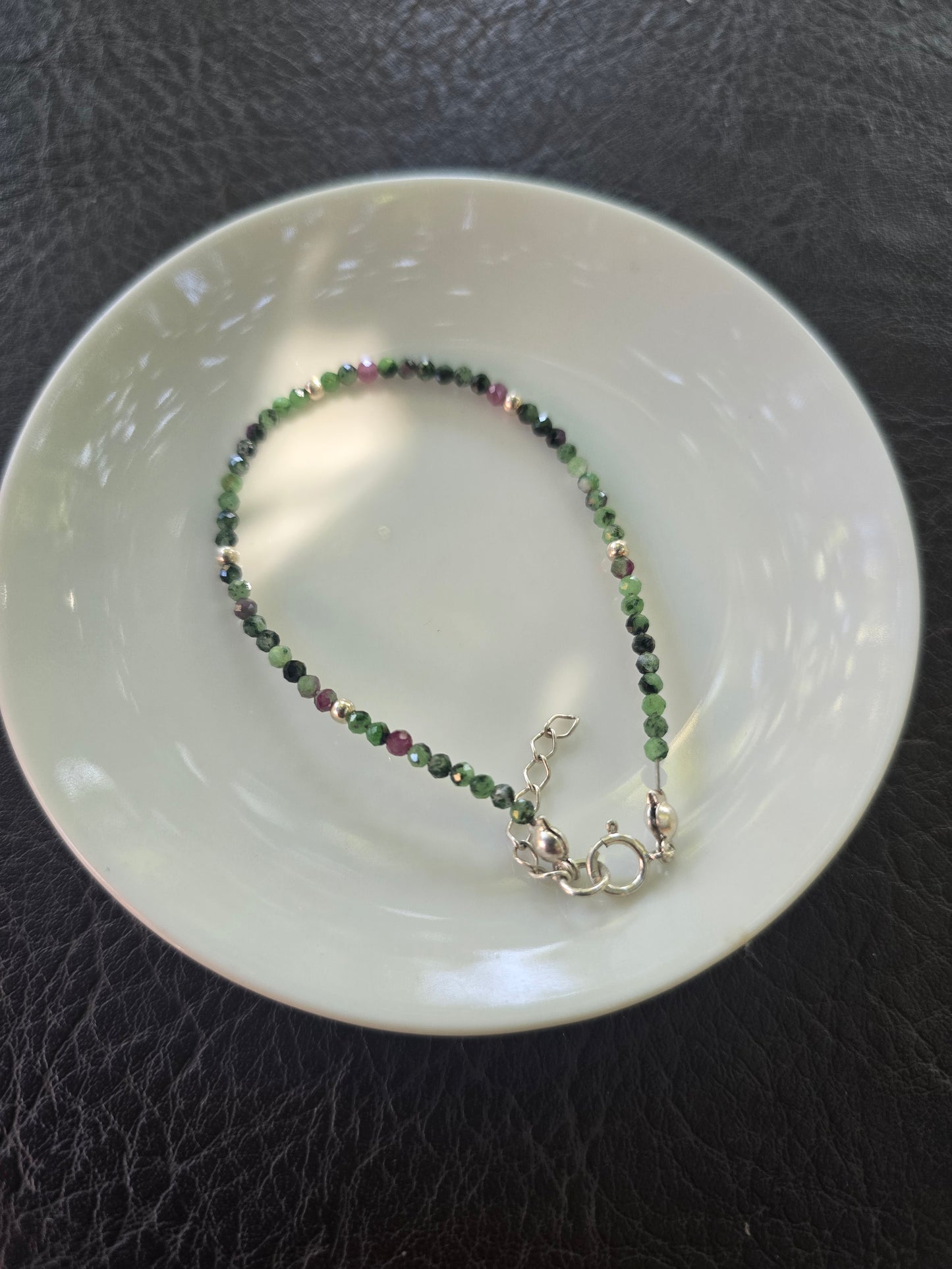 Pulsera de zoisita delgada plata 950