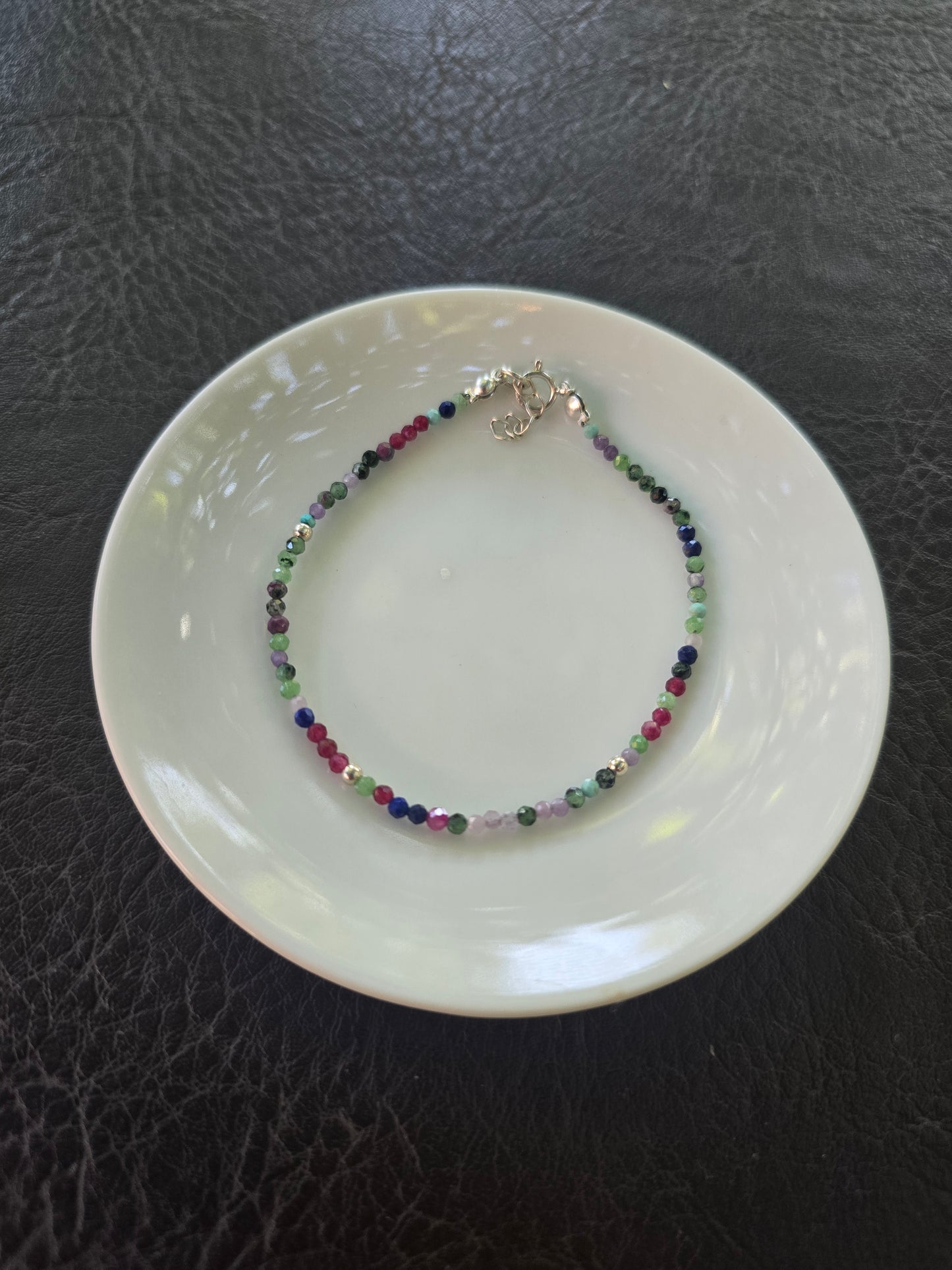 Pulsera mix (Zoisita, granate, cornalina, lapislázuli, amazonita, amatista) plata 950 gancho normal