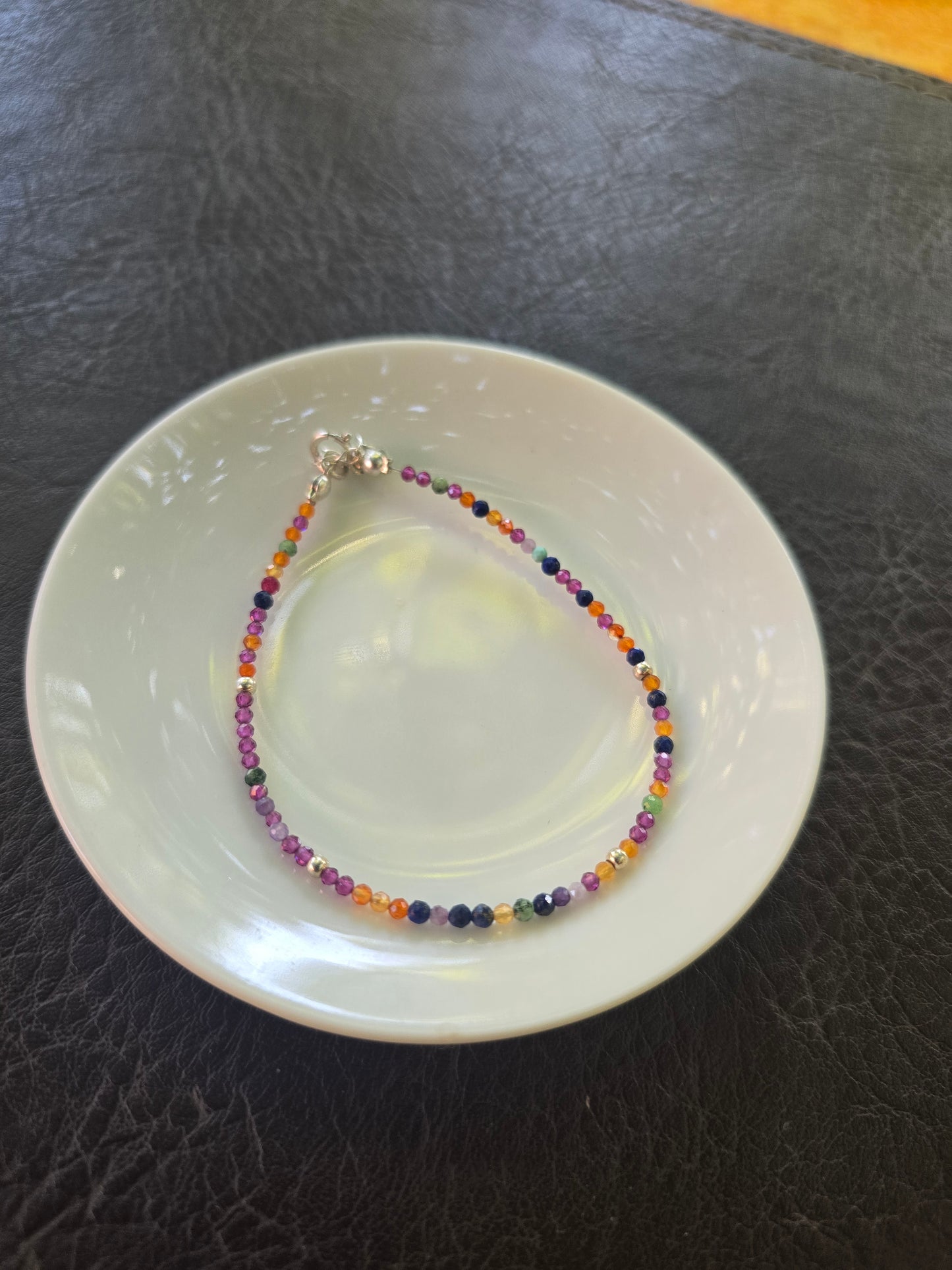 Pulsera Mix (granate, cornalina, lapislázuli, amazonita, amatista) plata 950 gancho normal