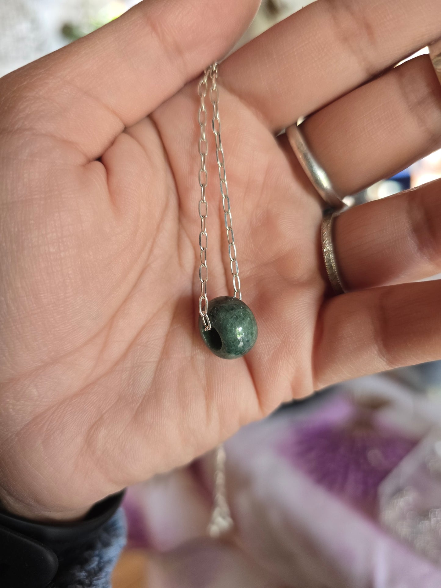 Colgante Jade piedra natural + cadena 45 cm plata 950