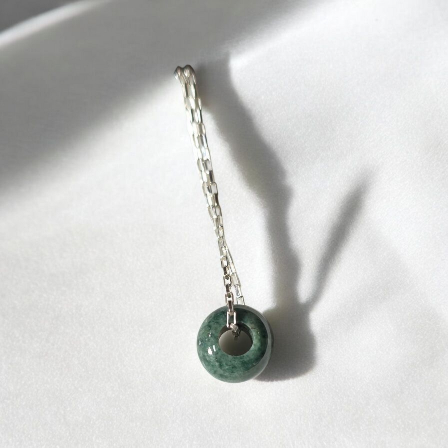 Colgante Jade piedra natural + cadena 45 cm plata 950