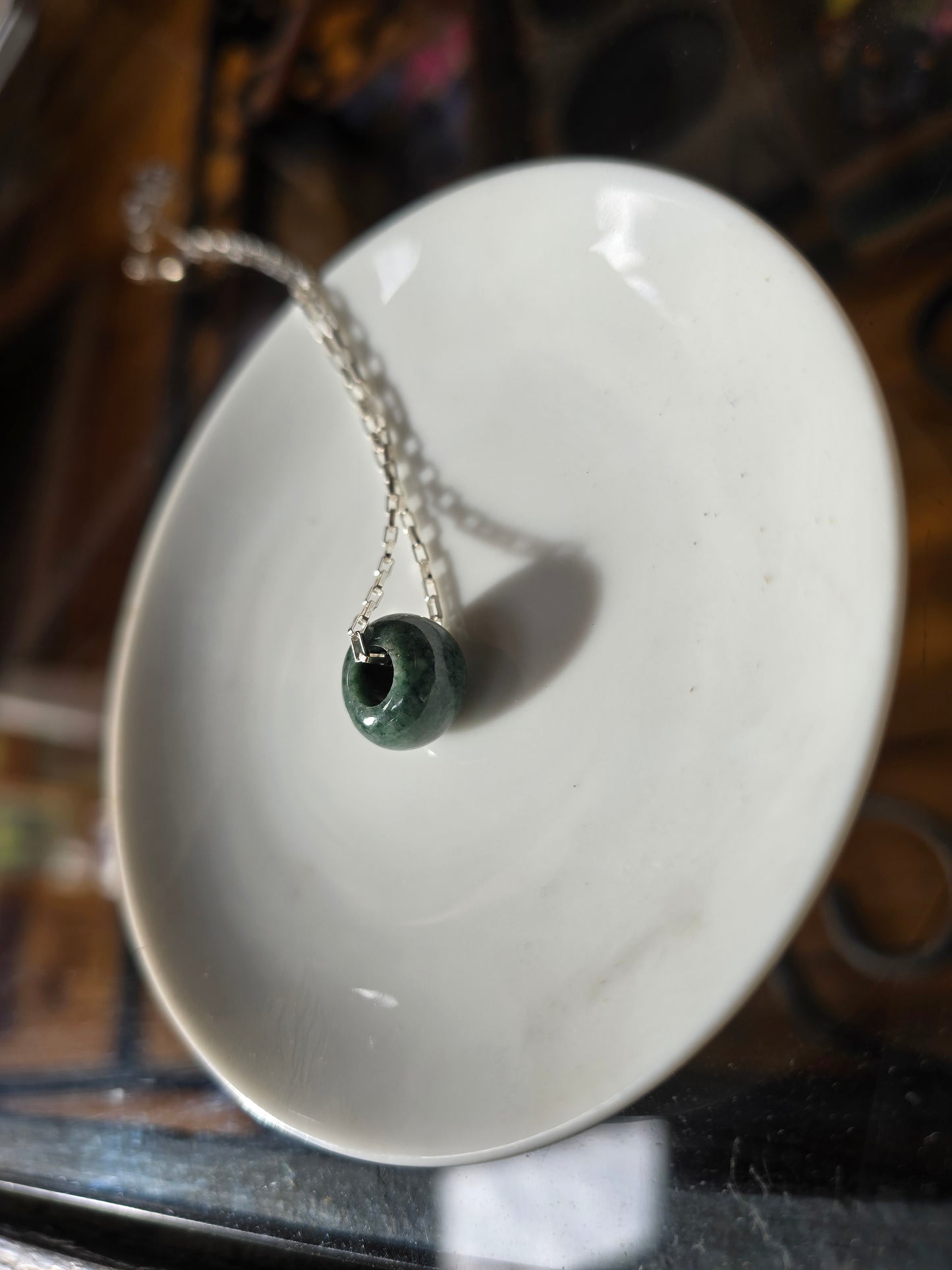 Colgante Jade piedra natural + cadena 45 cm plata 950