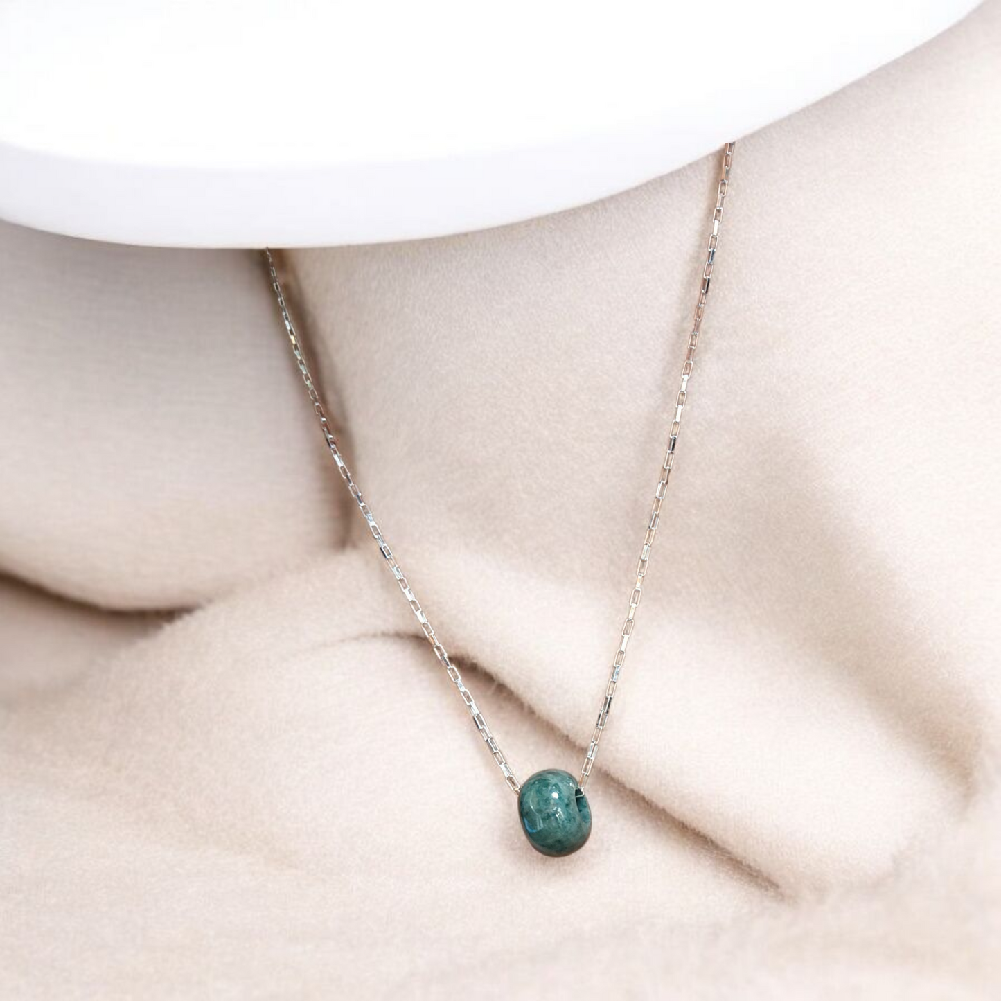 Colgante Jade piedra natural + cadena 45 cm plata 950