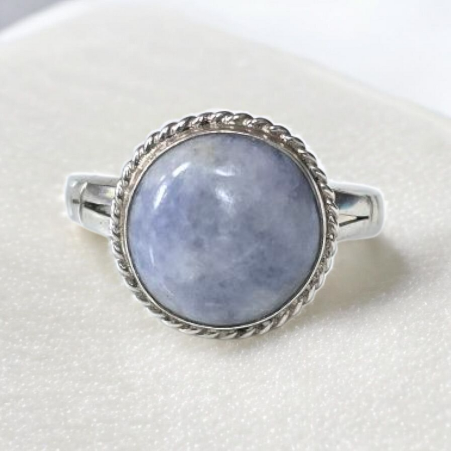 Anillo jade lila natural plata 925 Talla 15,5