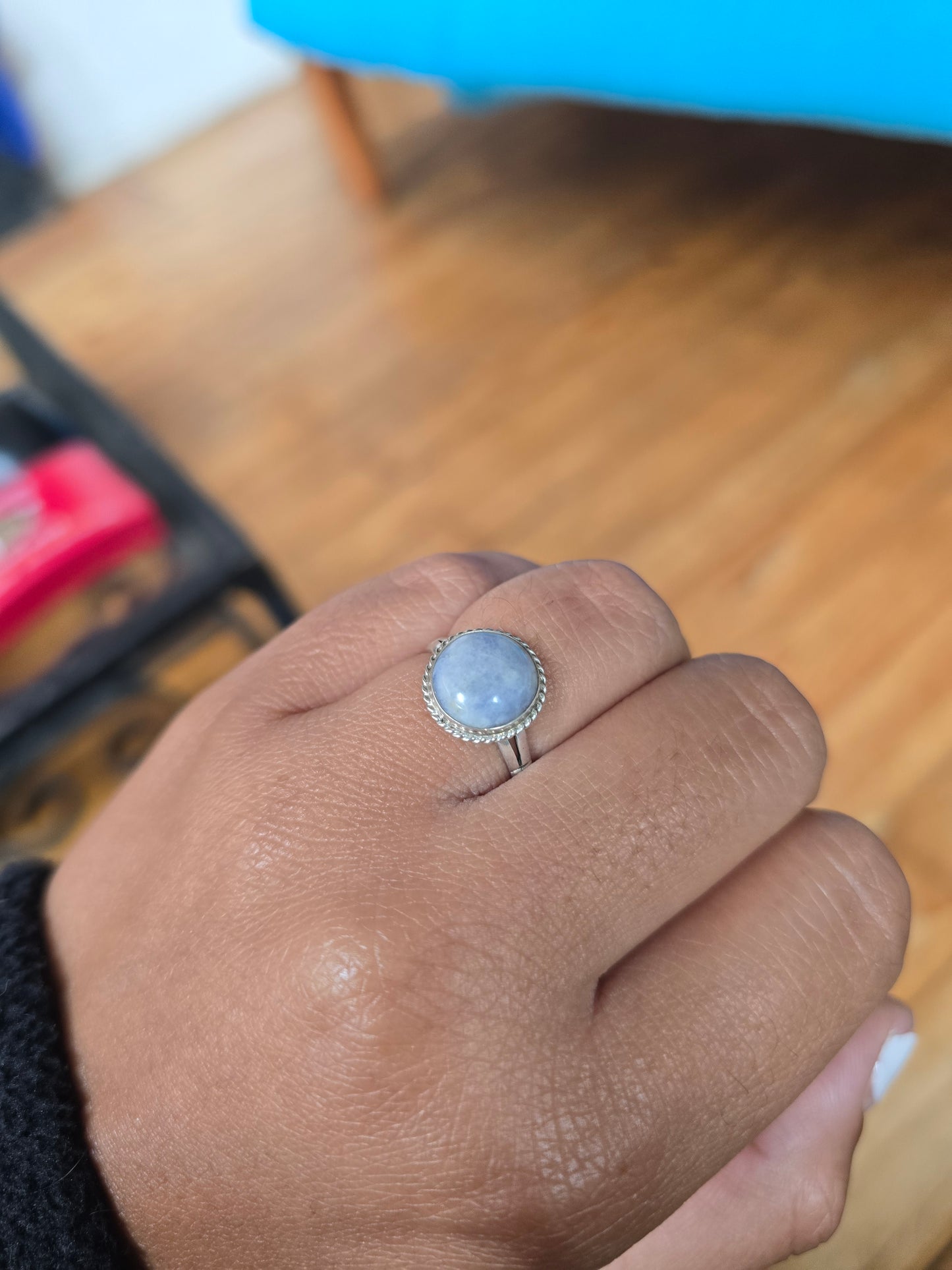 Anillo jade lila natural plata 925 Talla 15,5