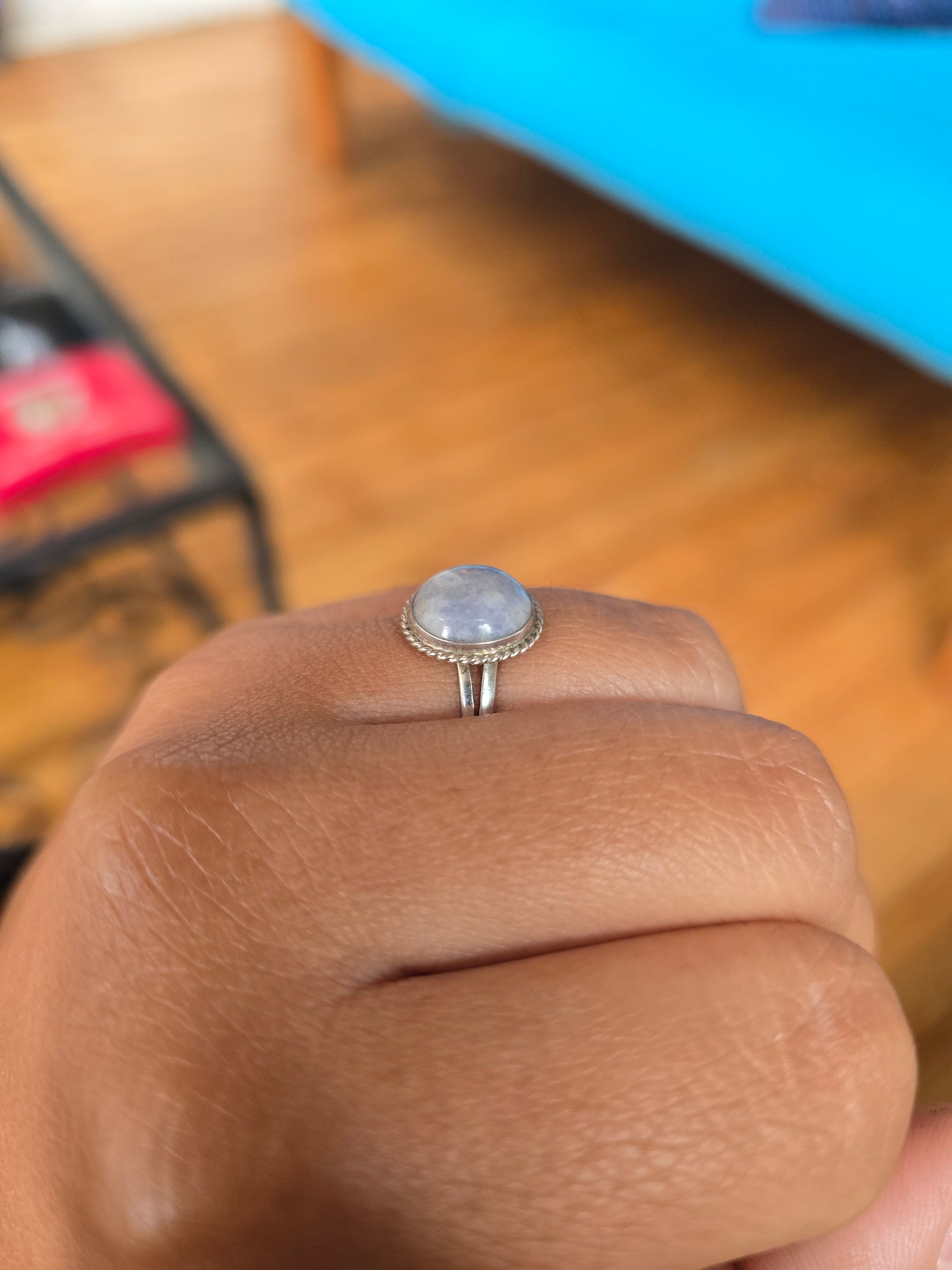 Anillo jade lila natural plata 925 Talla 15,5