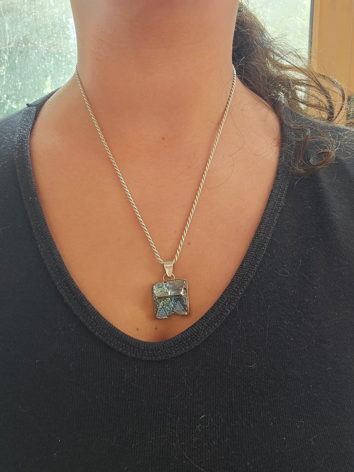 Colgante cristal de Bismuto en plata 950