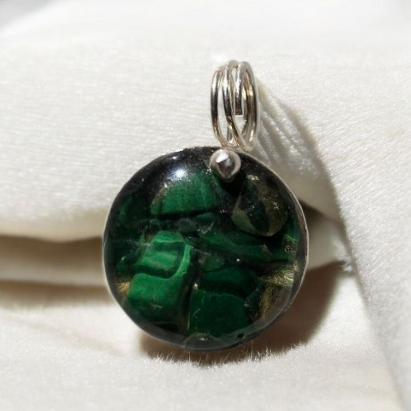 Colgante de plata y Malaquita encapsulada M