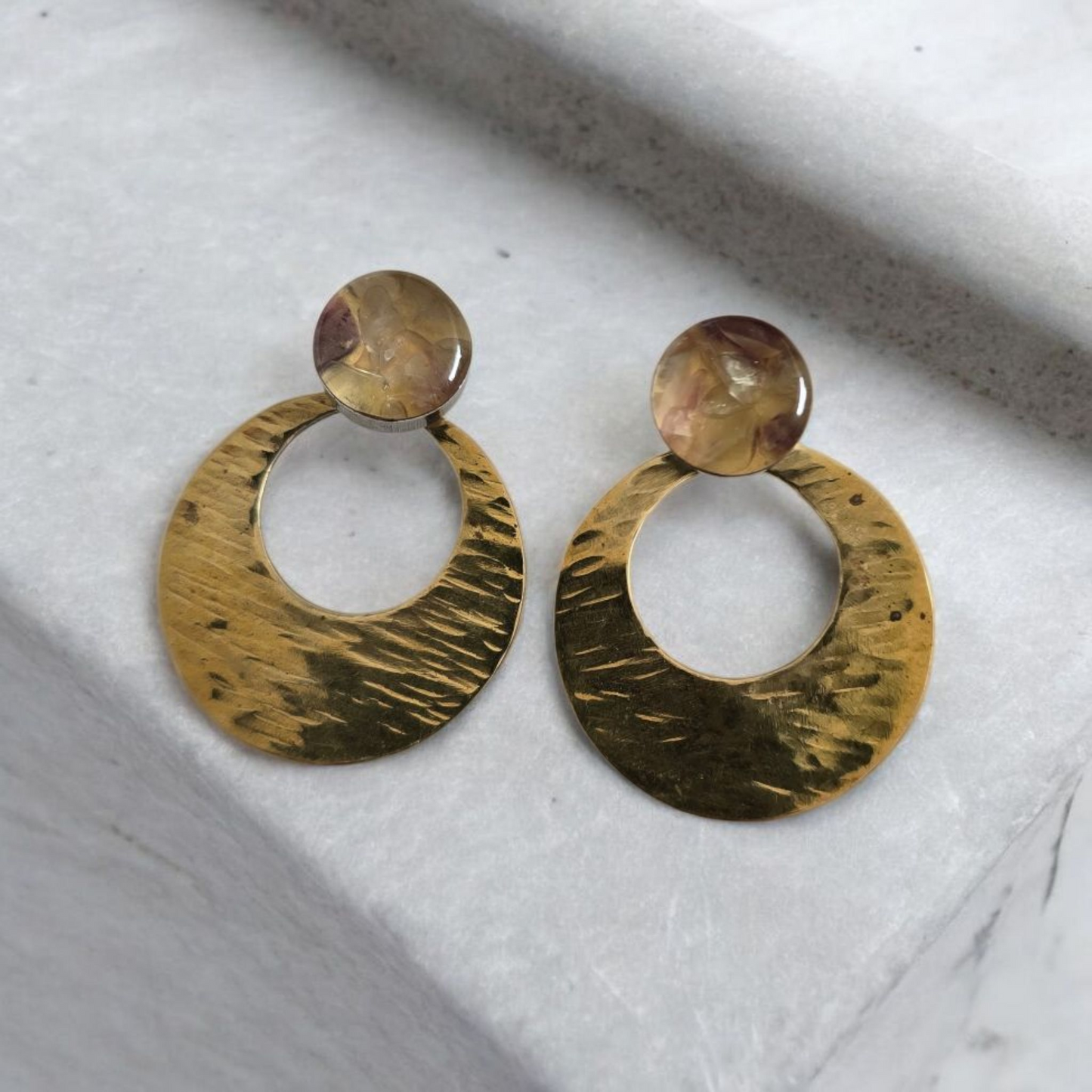 Top Back aros GRANDE intercambiables Top Fluorita, Back circulo abierto bronce