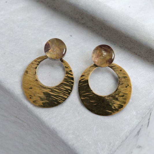 Top Back aros intercambiables Top grande Fluorita, Back circulo abierto bronce