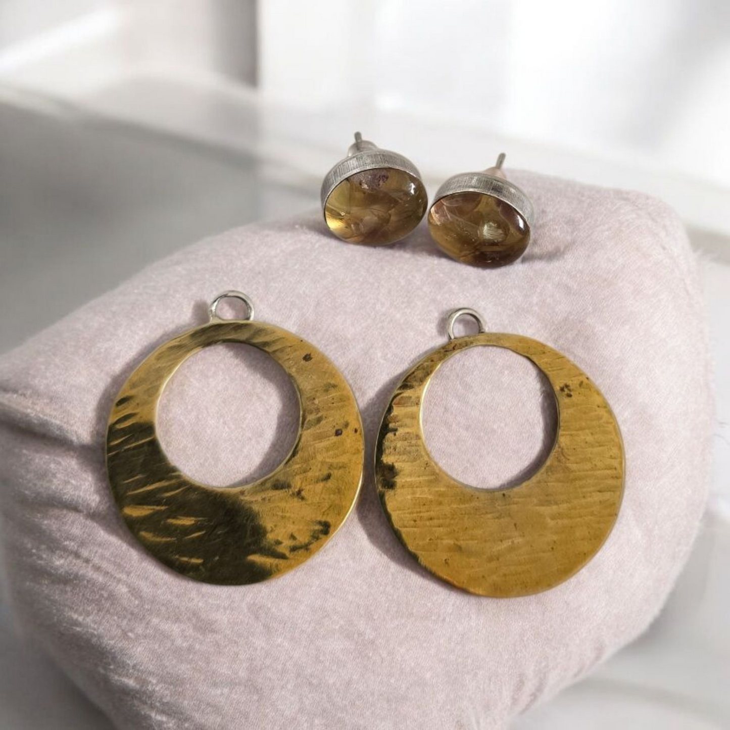 Top Back aros GRANDE intercambiables Top Fluorita, Back circulo abierto bronce