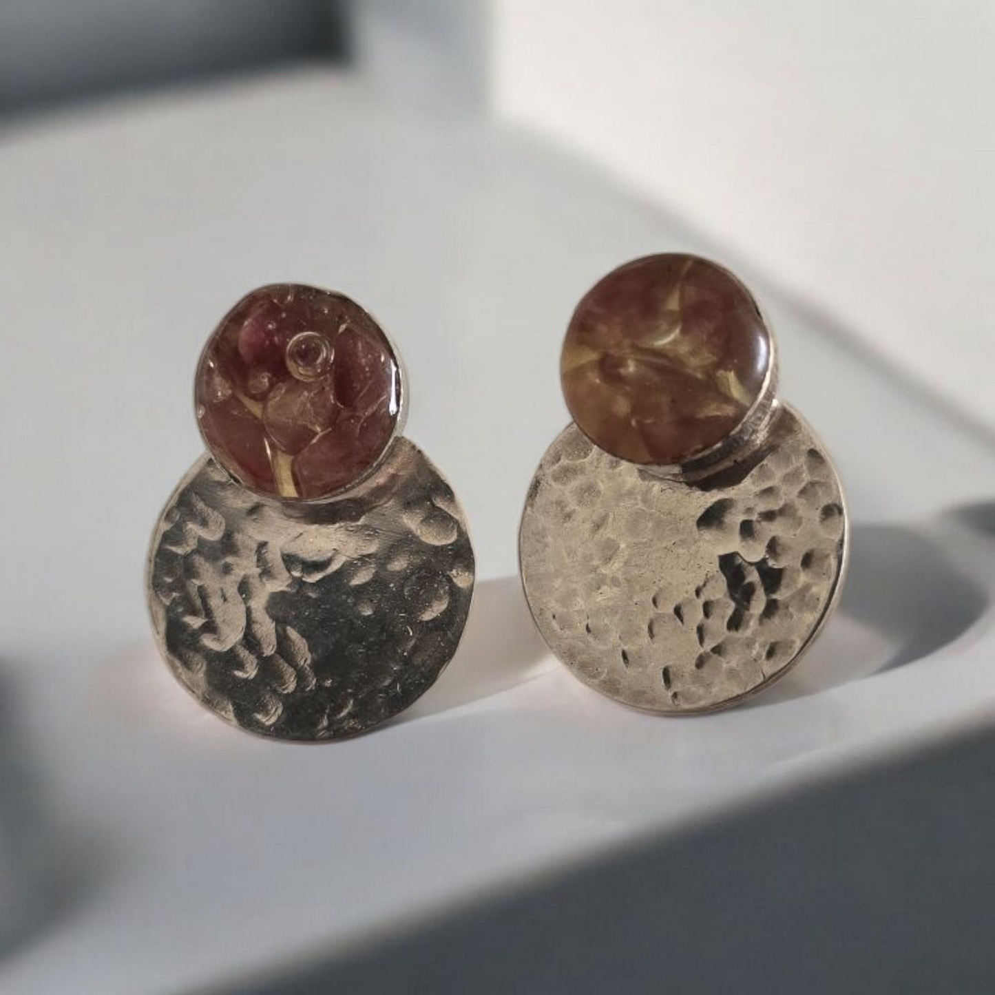 Top Back aros intercambiables PEQUEÑOS grande Cuarzo Fresa y Back Circular pequeño plata 950