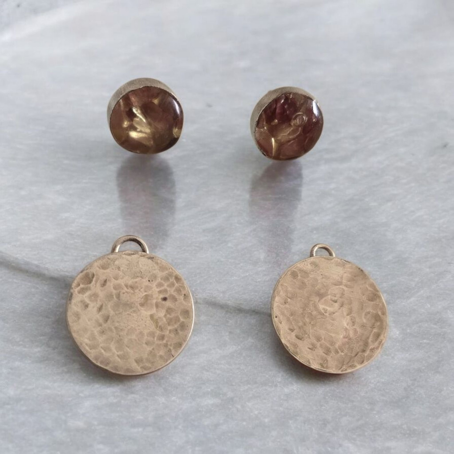 Top Back aros intercambiables PEQUEÑOS grande Cuarzo Fresa y Back Circular pequeño plata 950