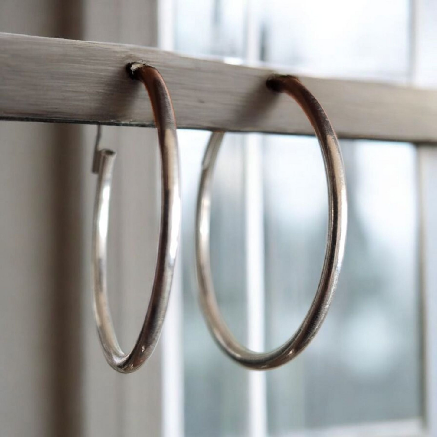 Aros de hada Elena con argolla grande, plata 950