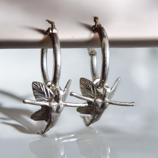 Aros de hada Elena con argolla pequeña, plata 950