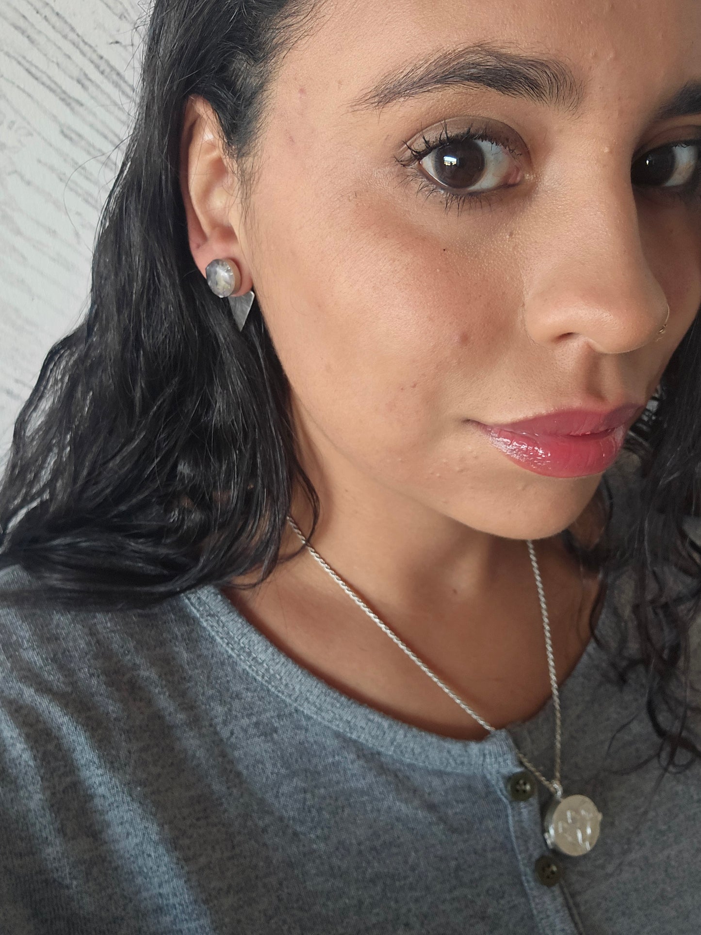 Top Back aros intercambiables Top grande Amatista Back triangular de plata 950