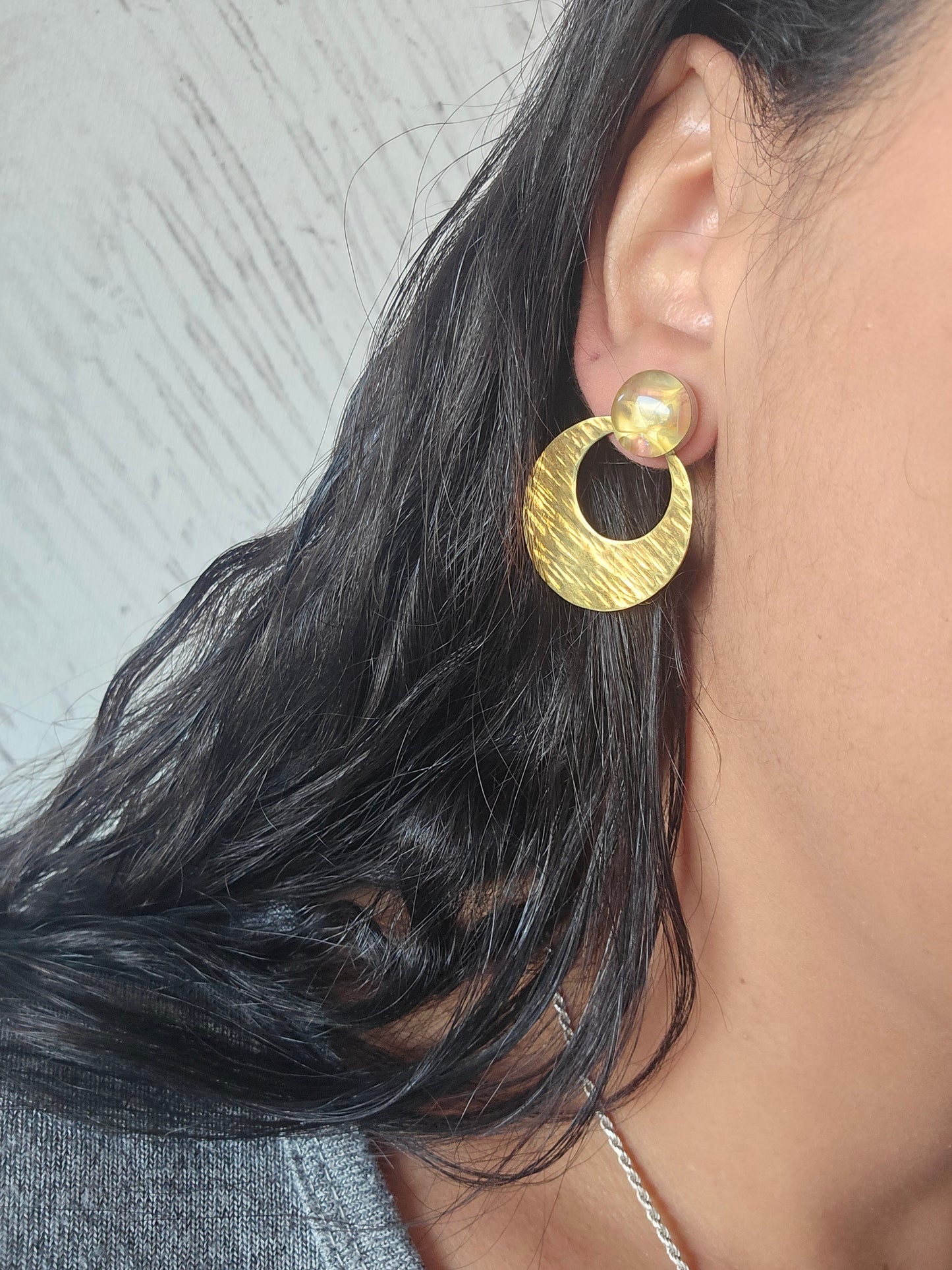 Top Back aros GRANDE intercambiables Top Fluorita, Back circulo abierto bronce