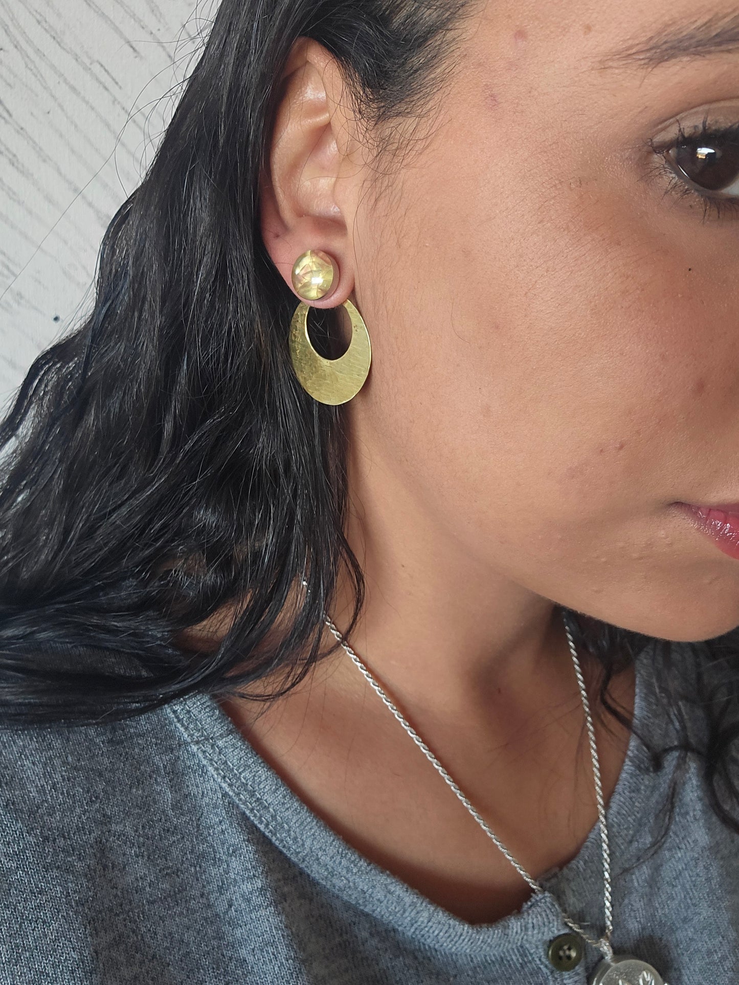 Top Back aros GRANDE intercambiables Top Fluorita, Back circulo abierto bronce