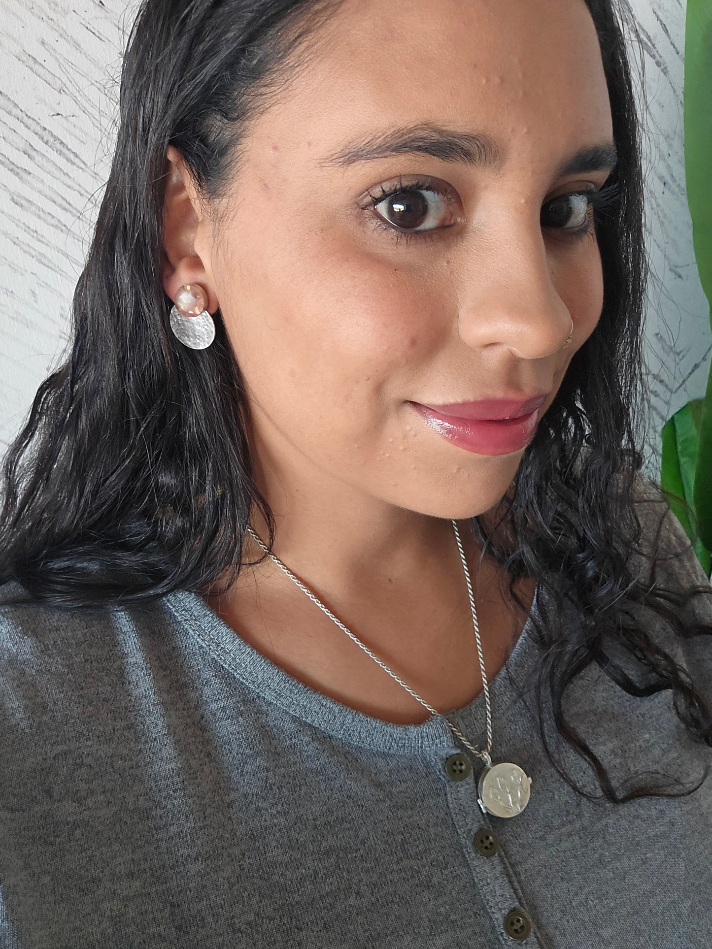 Top Back aros intercambiables PEQUEÑOS grande Cuarzo Fresa y Back Circular pequeño plata 950