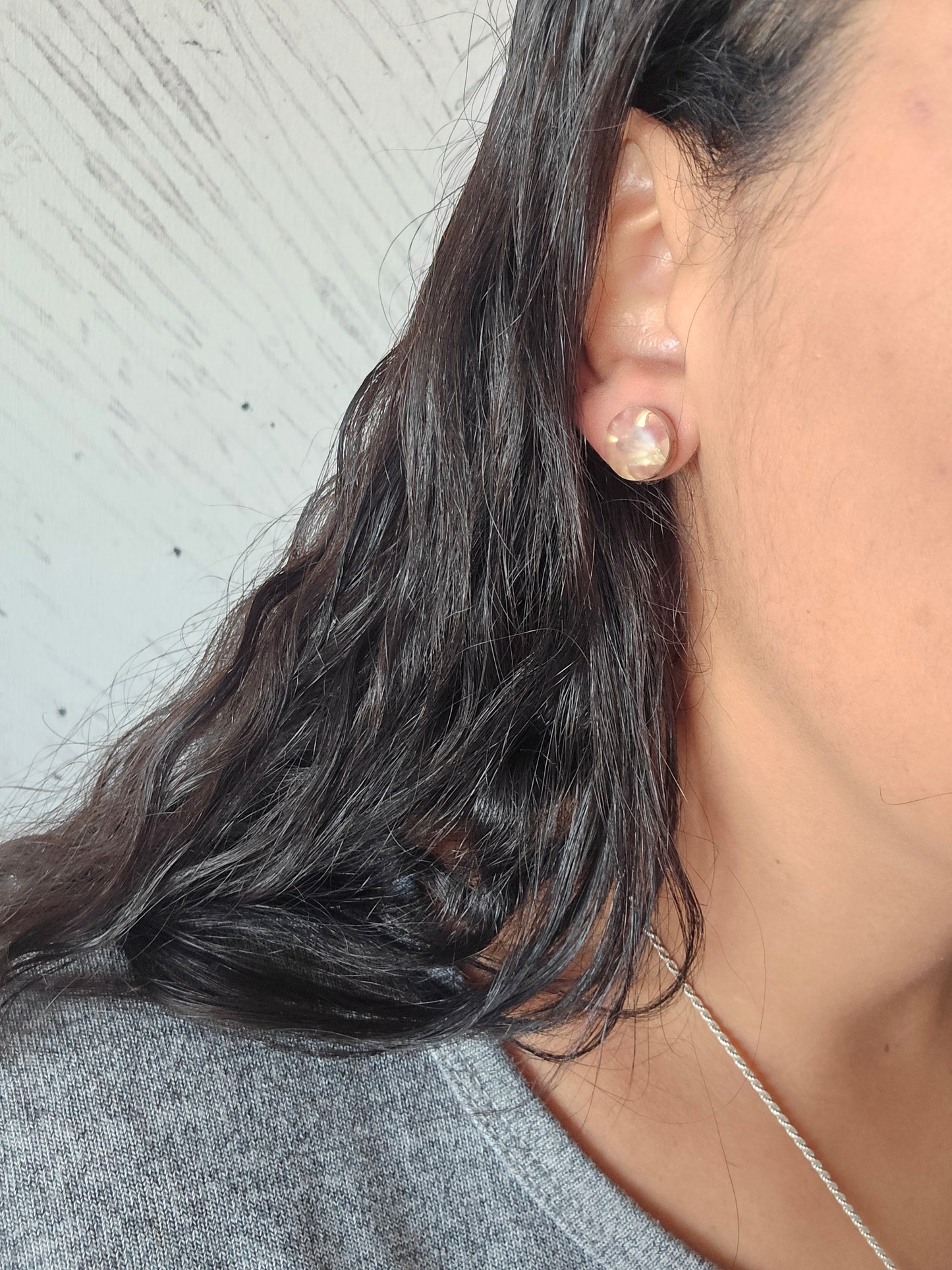 Top Back aros intercambiables PEQUEÑOS grande Cuarzo Fresa y Back Circular pequeño plata 950