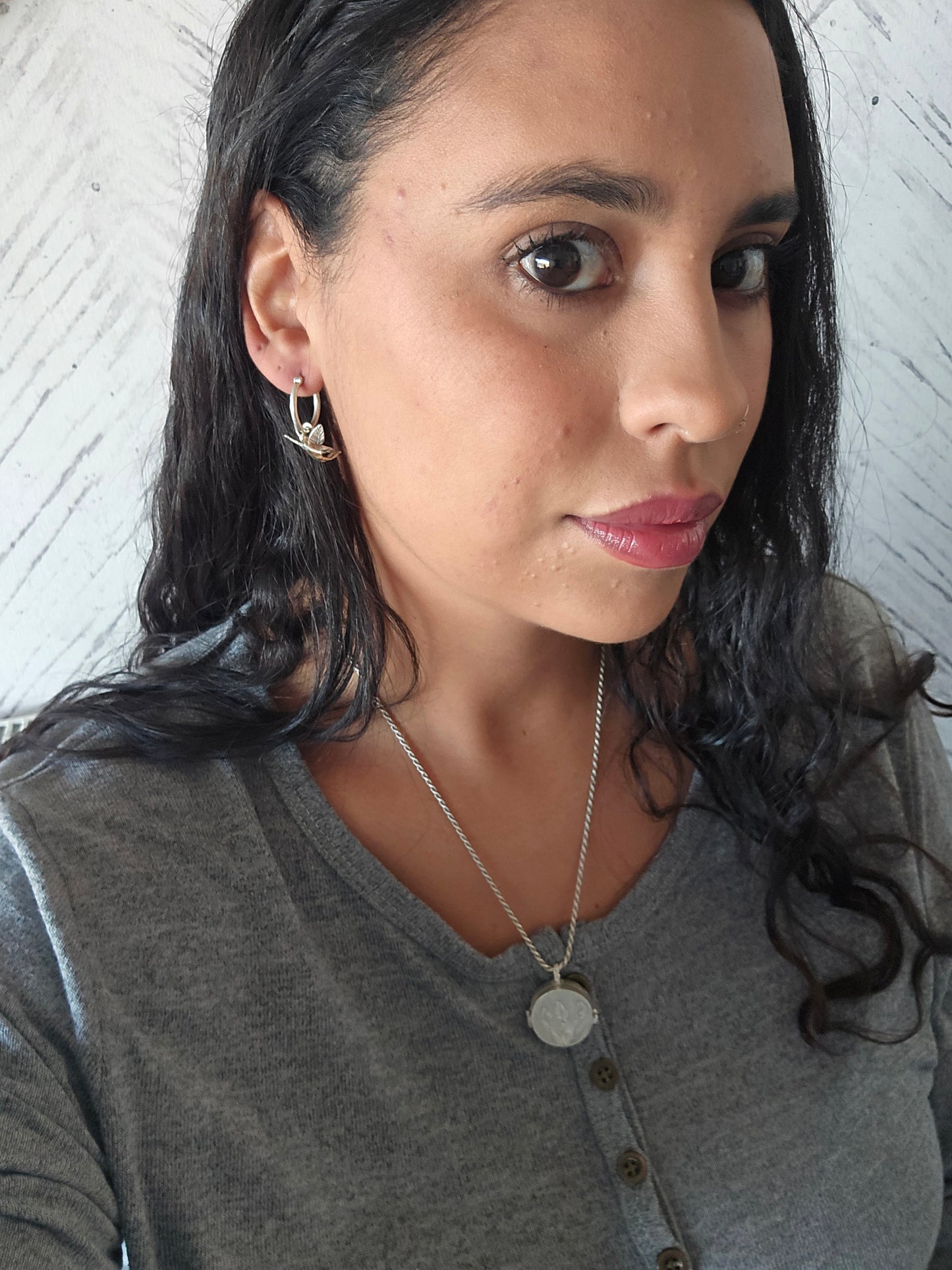 Aros de hada Elena con argolla pequeña, plata 950