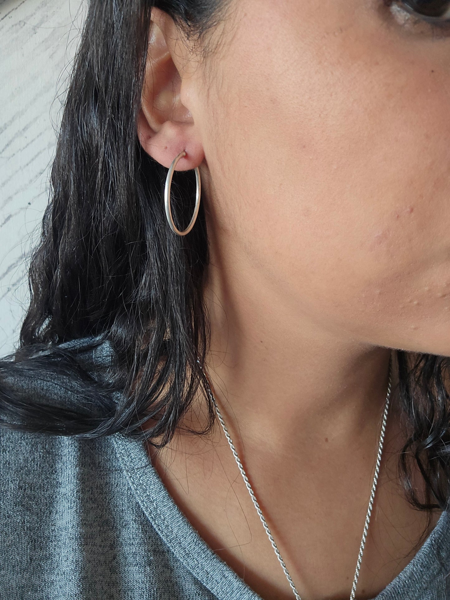 Aros de hada Elena con argolla grande, plata 950