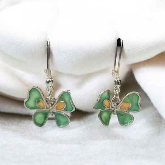 Mariposa Libertad plata 950 gancho, encapsulada verde y amarillo