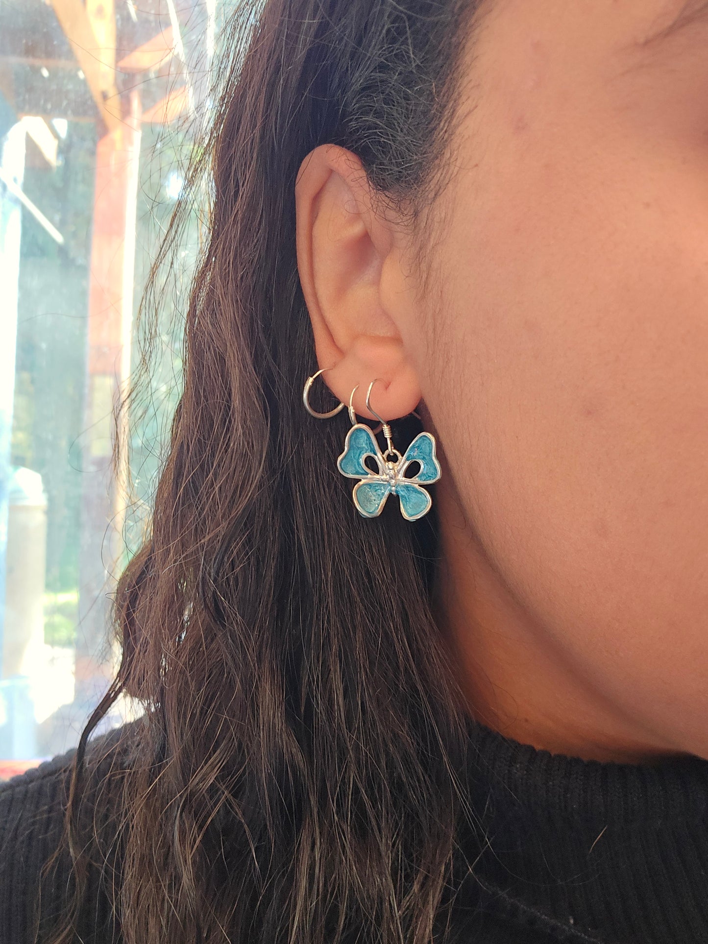 Mariposa Libertad plata 950 gancho, encapsulada azul