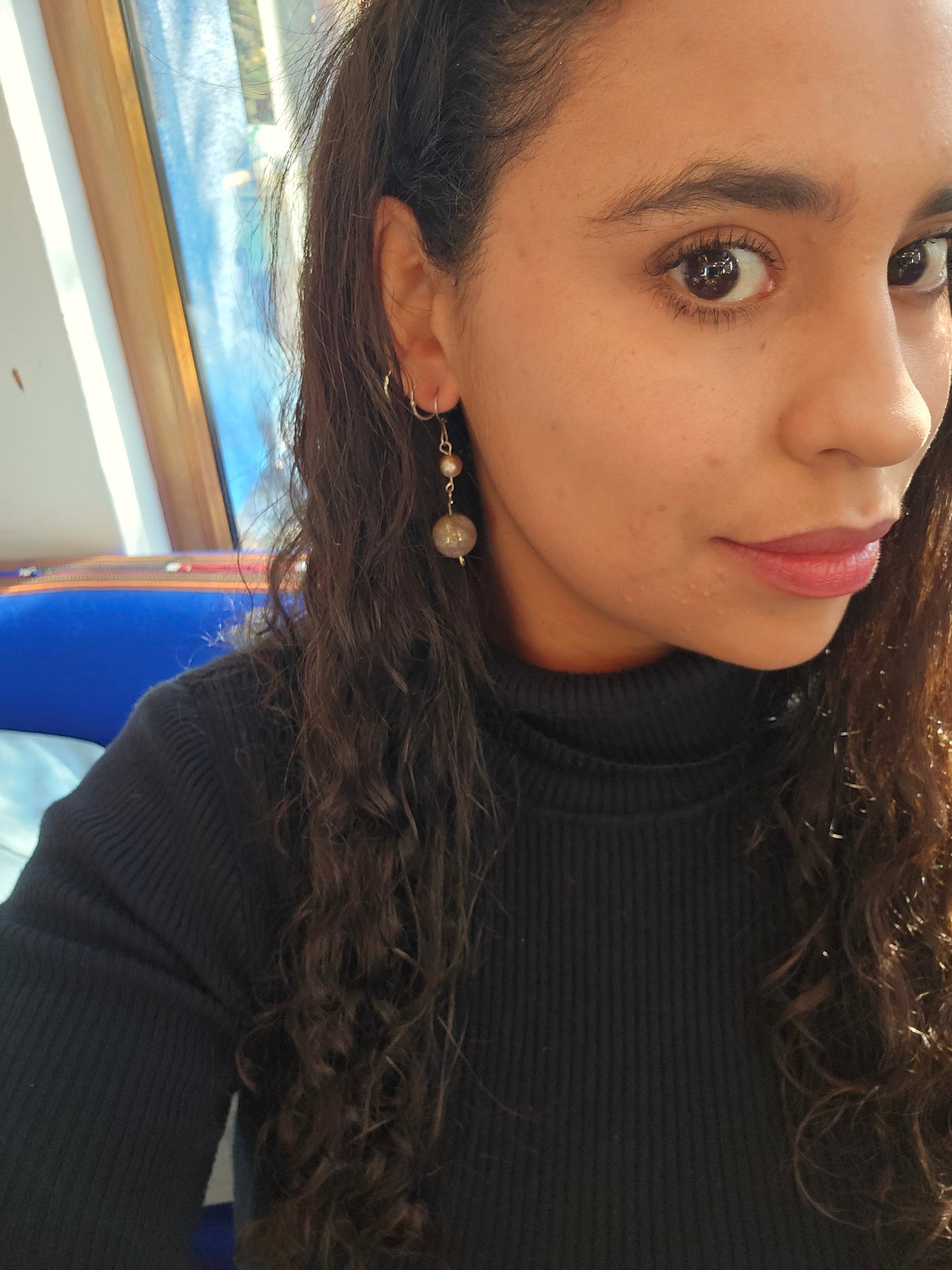 Aros esfera de plata, Agata y Perla de río