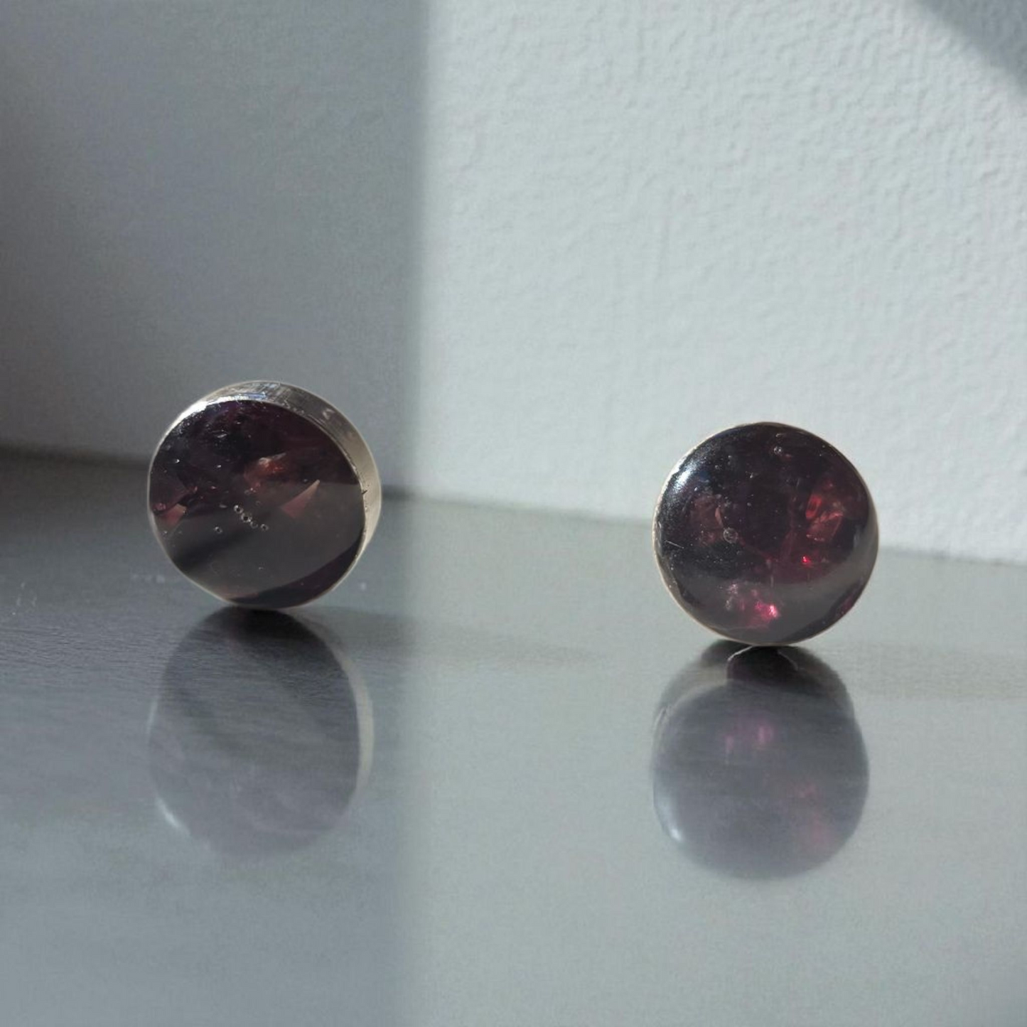 Top Back aros intercambiables GRANDES grande Top Granate en plata y Back Luna en Alpaca