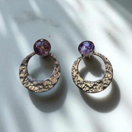 Top Back aros intercambiables GRANDES grande Top Amatista en plata y Back Infinito en Alpaca