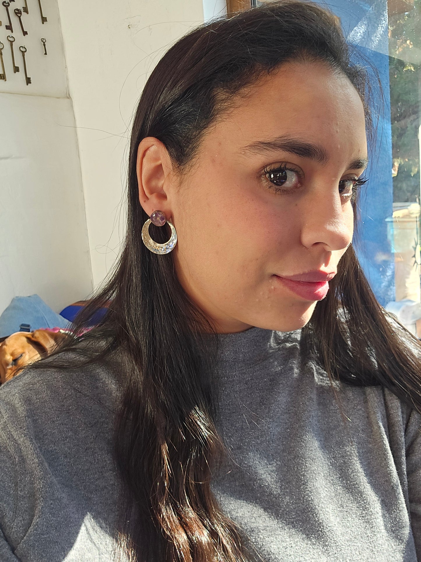 Top Back aros intercambiables GRANDES grande Top Amatista en plata y Back Infinito en Alpaca