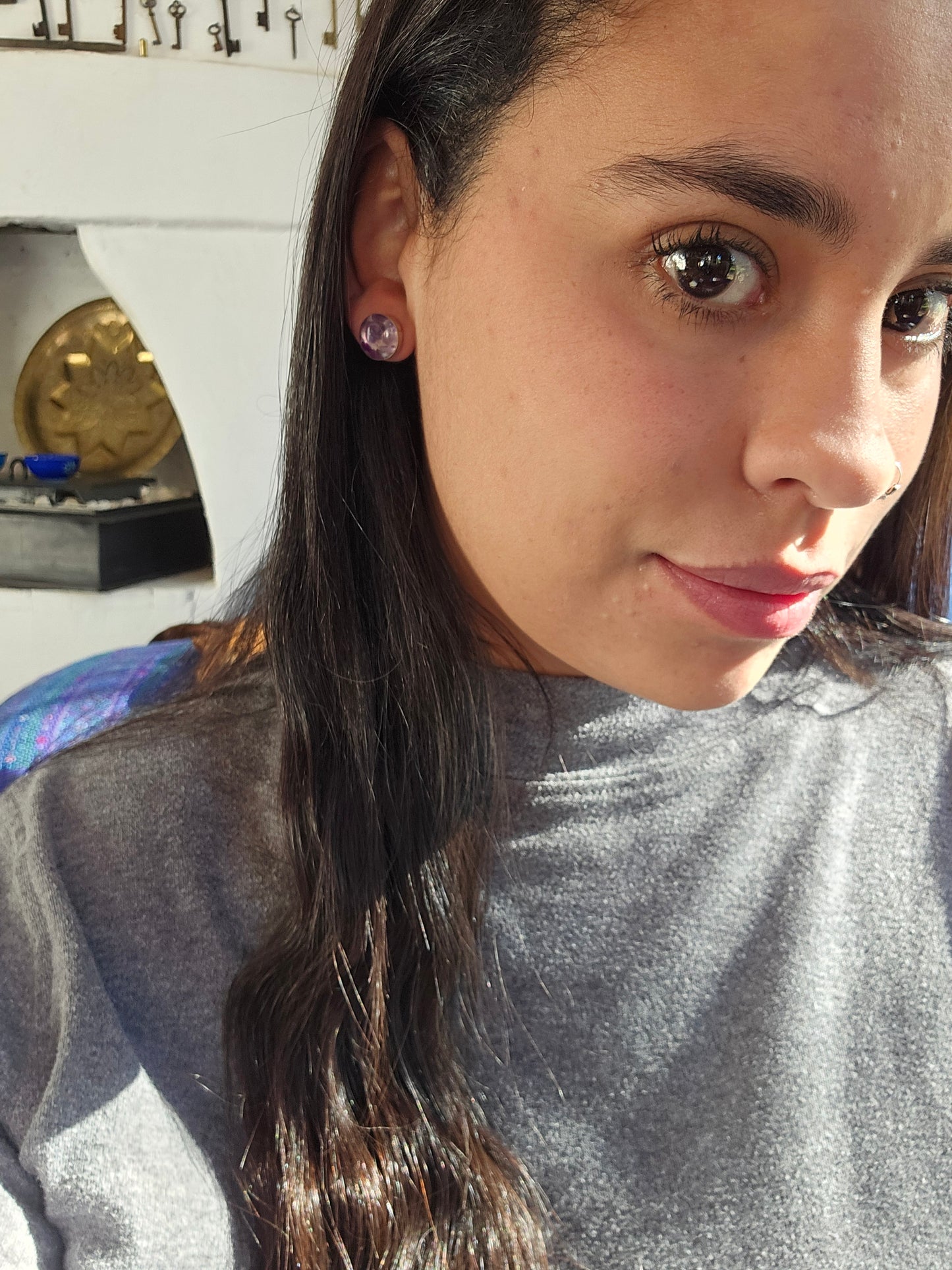 Top Back aros intercambiables GRANDES grande Top Amatista en plata y Back Infinito en Alpaca