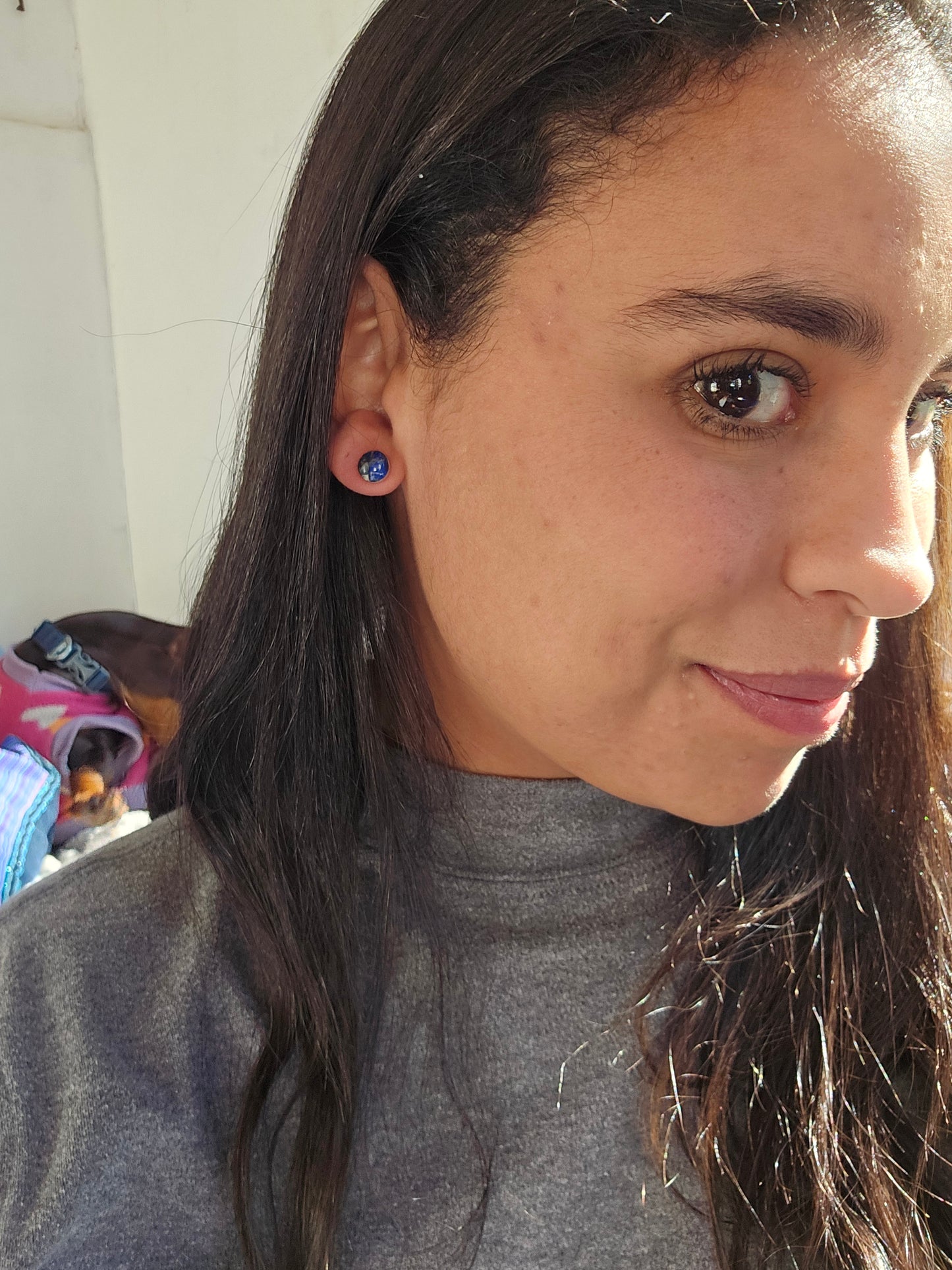 Top Back aros intercambiables PEQUEÑOS grande Lapislázuli y Back Luna pequeño plata 950